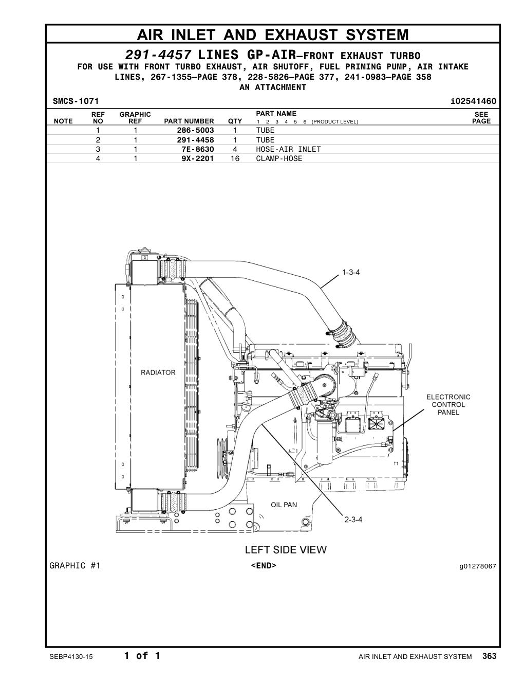 291-4458 TUBE CAT parts manual diagram