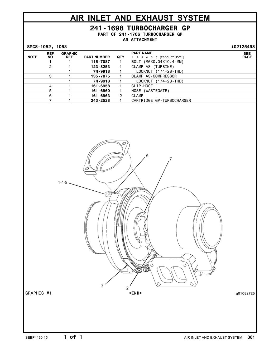 161-6958 CLIP-HOSE CAT parts manual diagram