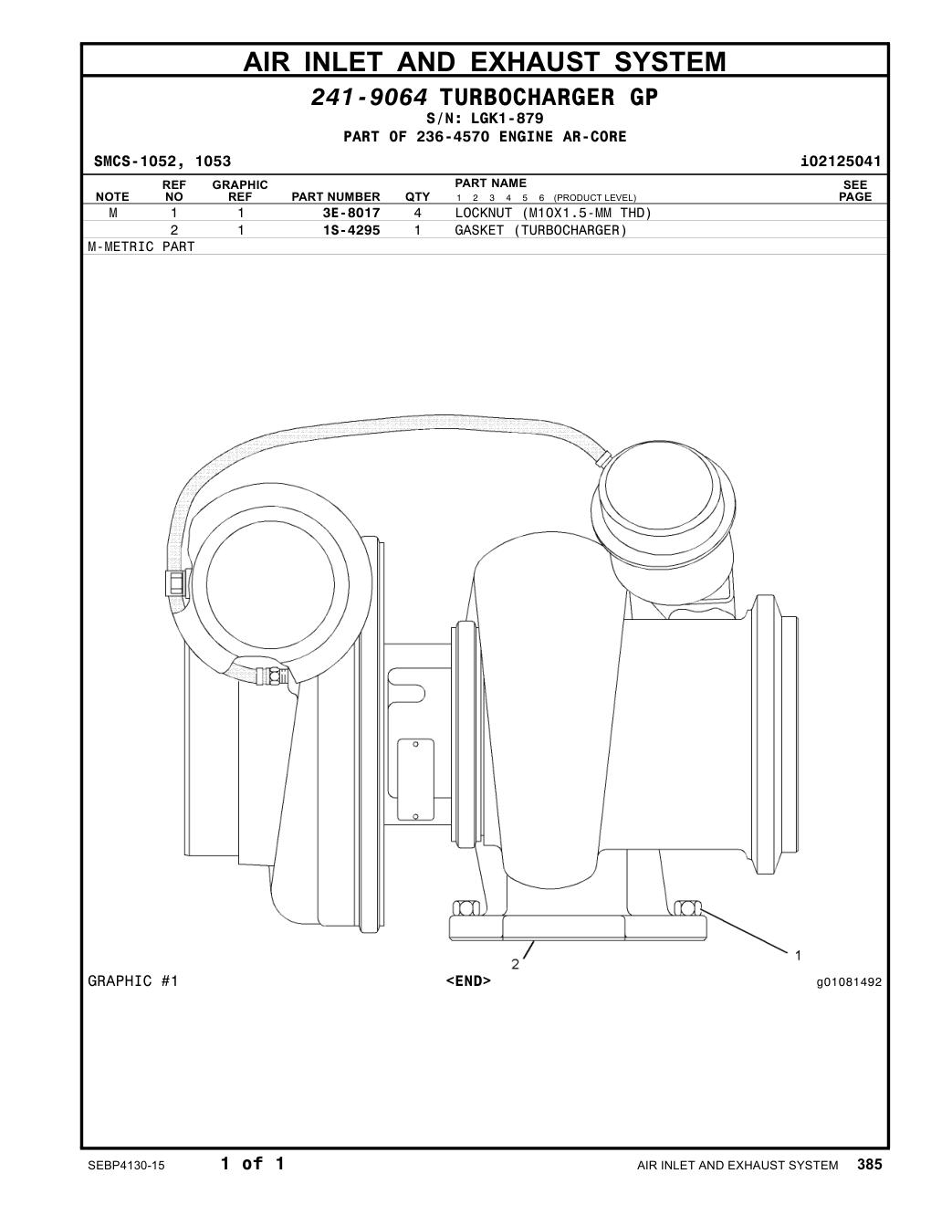 1S-4295 - GASKET (TURBOCHARGER)