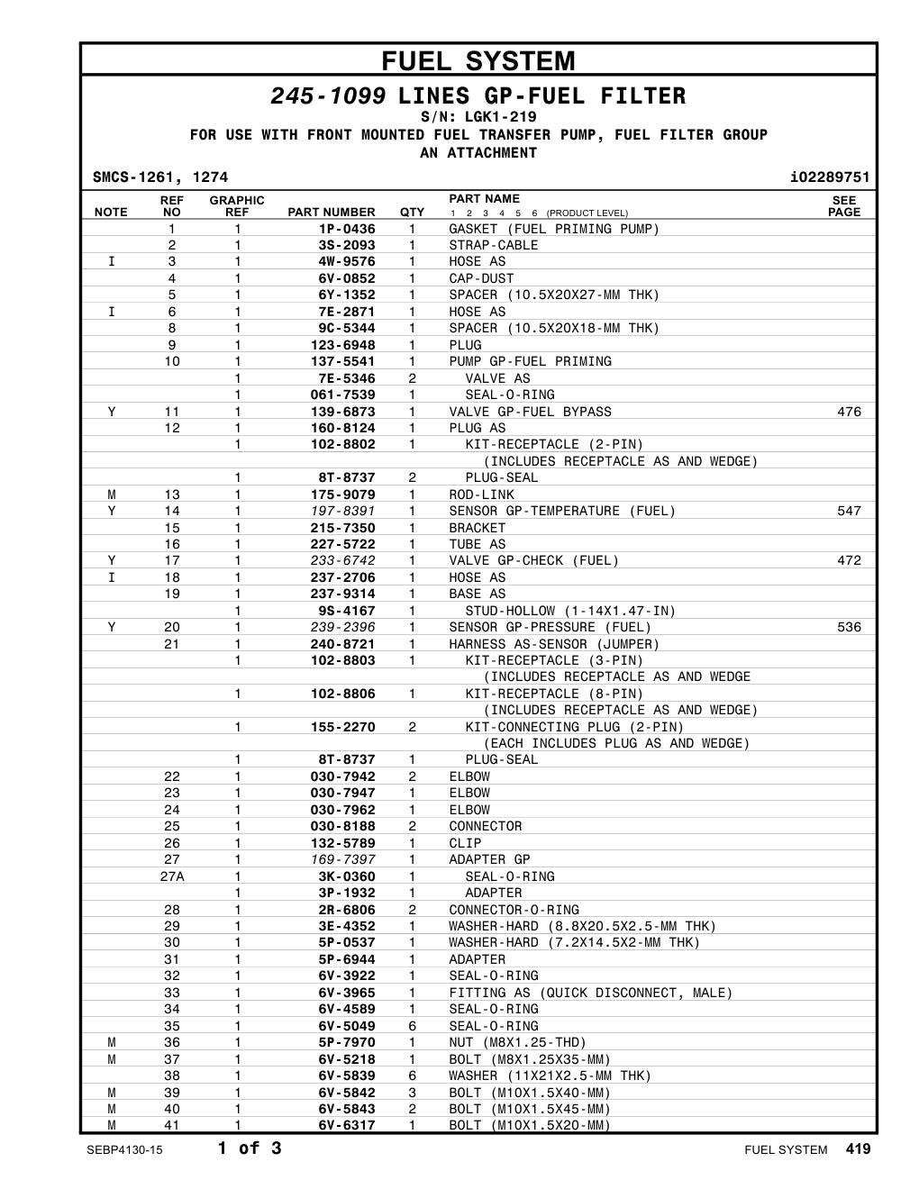 6Y-1352 SPACER (10.5X20X27-MM THK) · S/N LGK1-219 CAT parts manual diagram