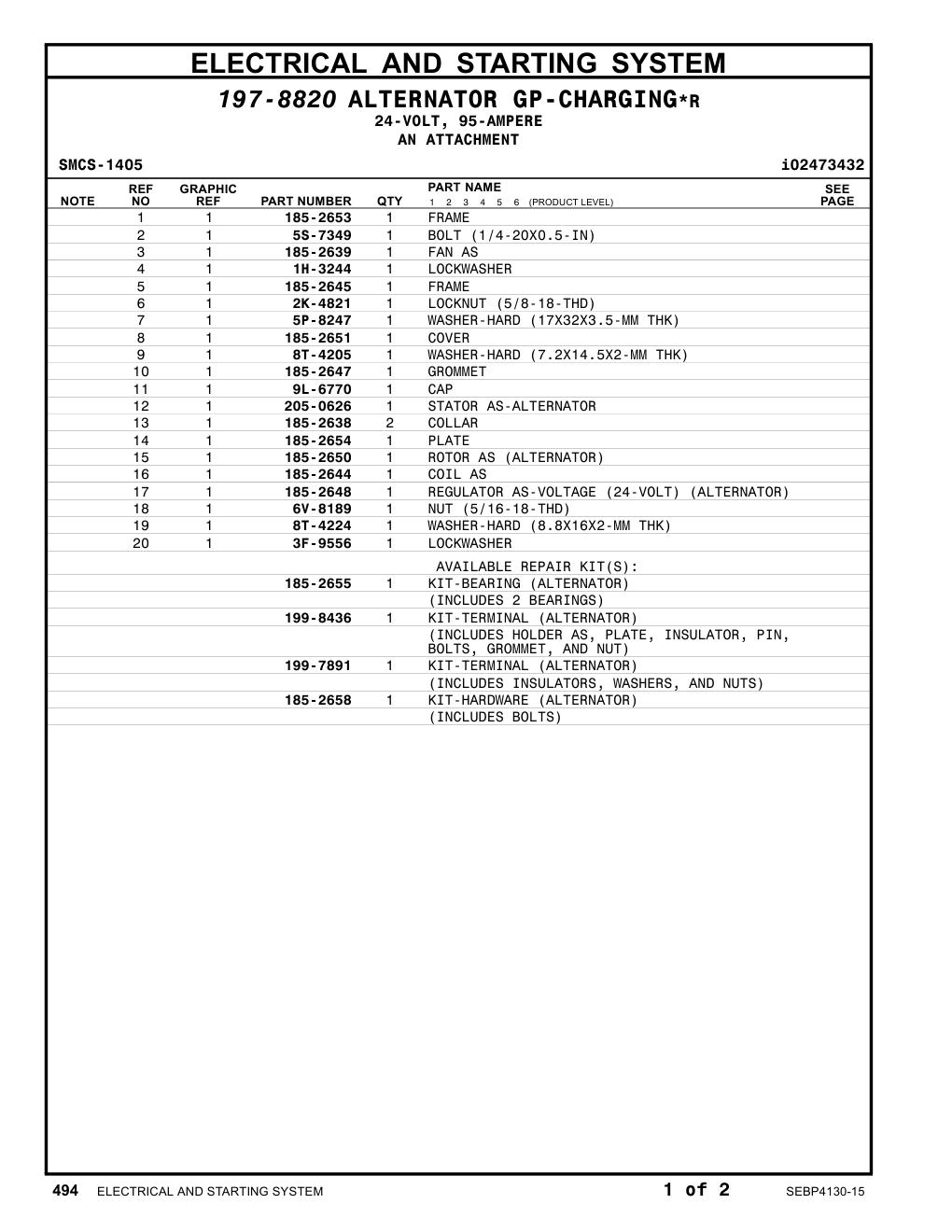 205-0626 STATOR AS-ALTERNATOR CAT parts manual diagram