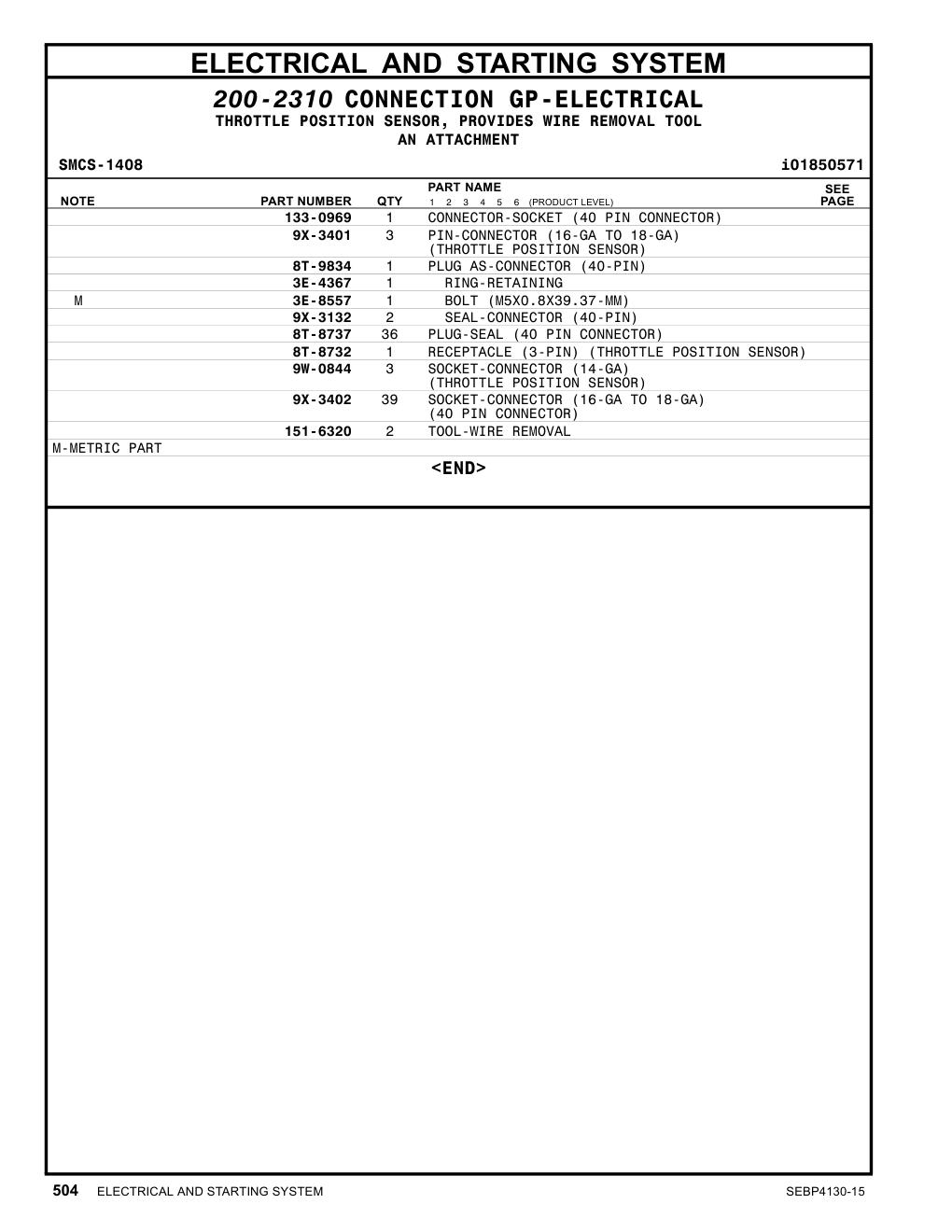 9X-3132 - SEAL-CONNECTOR (40-PIN)