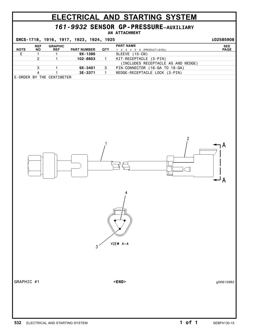 3E-3371 - WEDGE-RECEPTACLE LOCK (3-PIN)