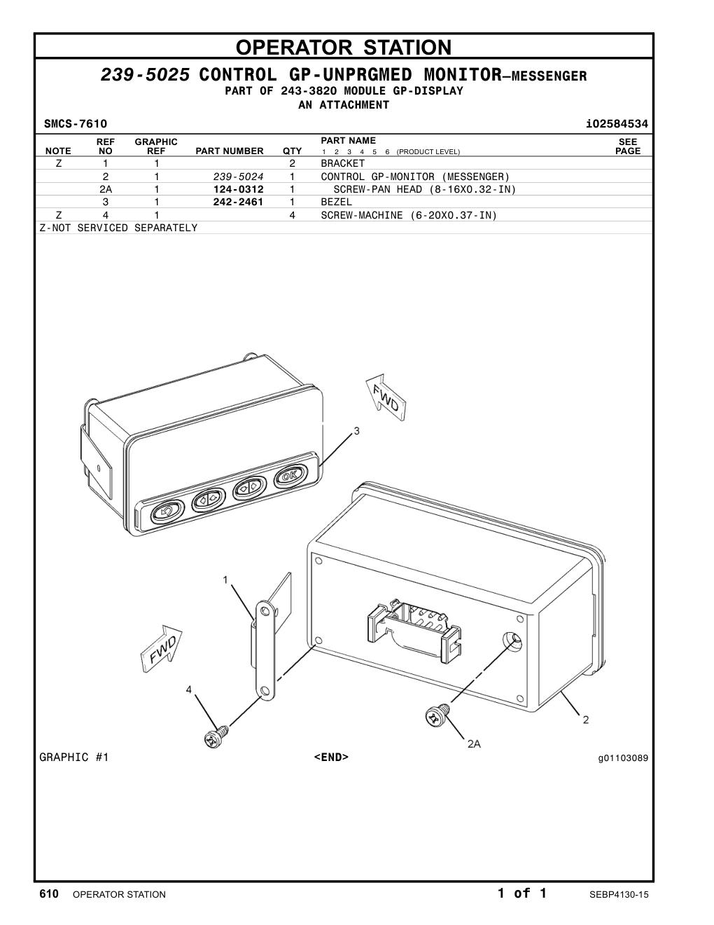 242-2461 BEZEL CAT parts manual diagram