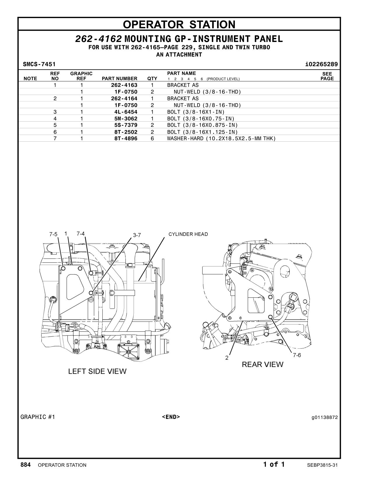 262-4164 BRACKET AS CAT parts manual diagram