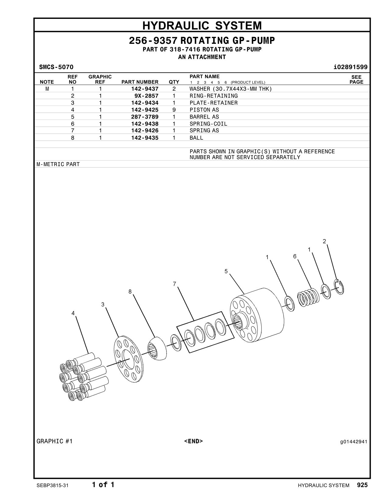 142-9438 SPRING-COIL CAT parts manual diagram