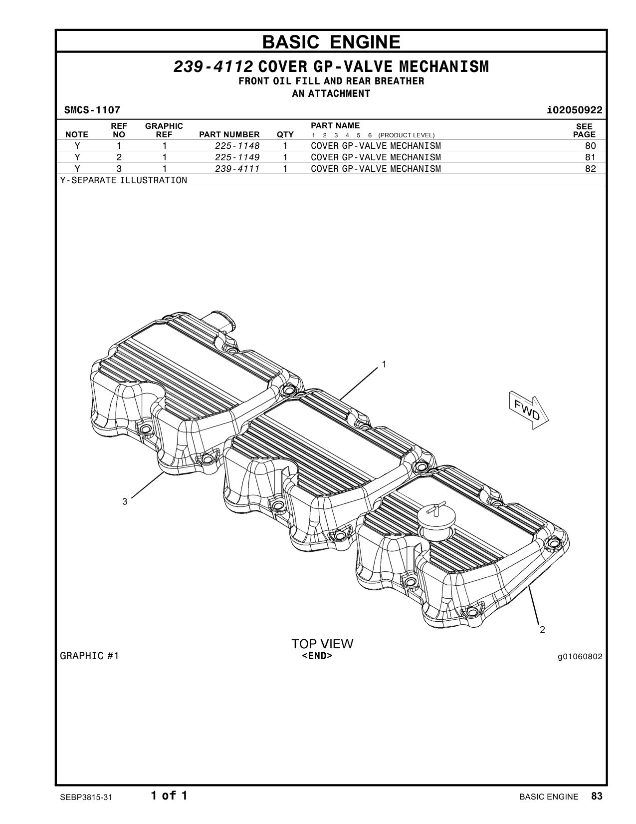 225-1148 - COVER GP-VALVE MECHANISM