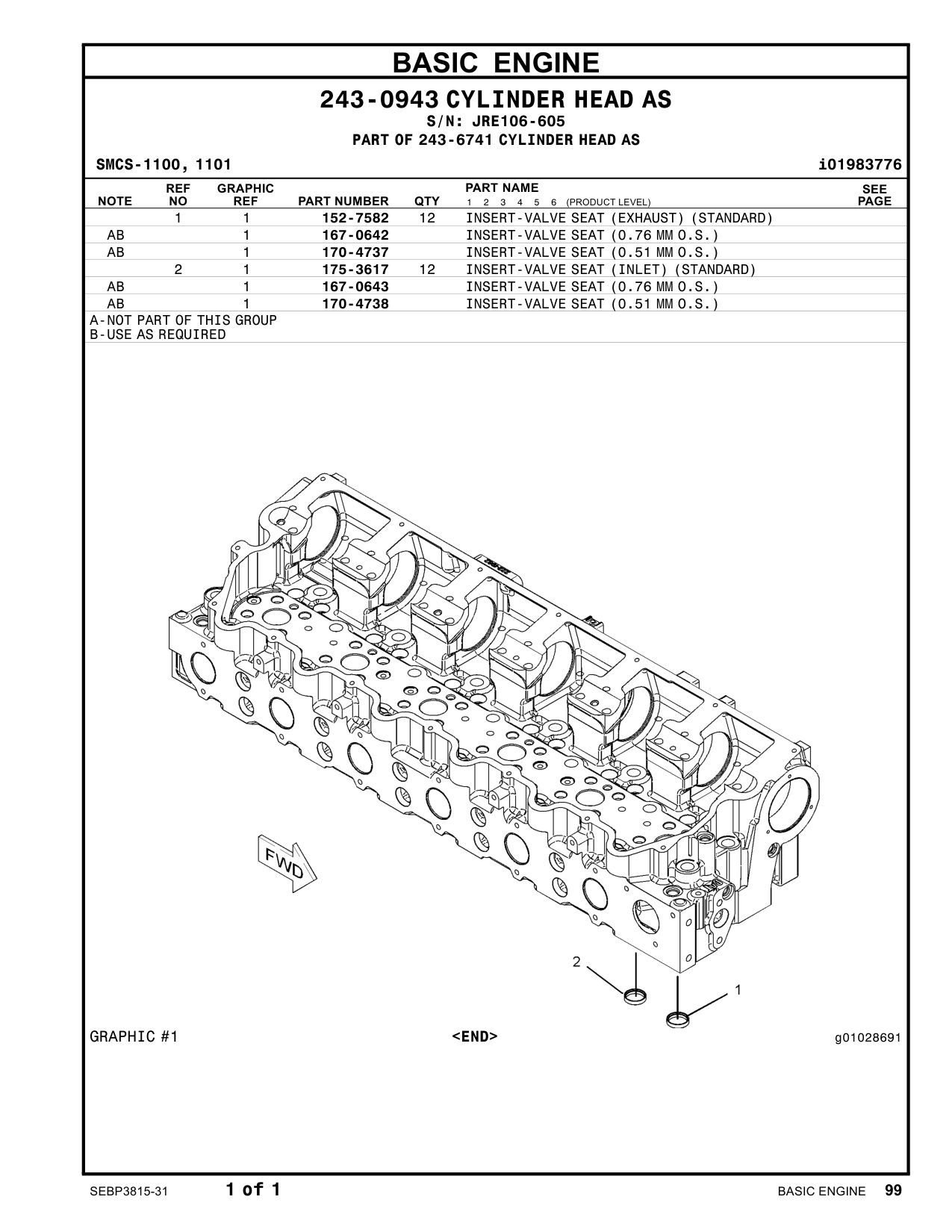 175-3617 - INSERT-VALVE SEAT (INLET) (STANDARD)
