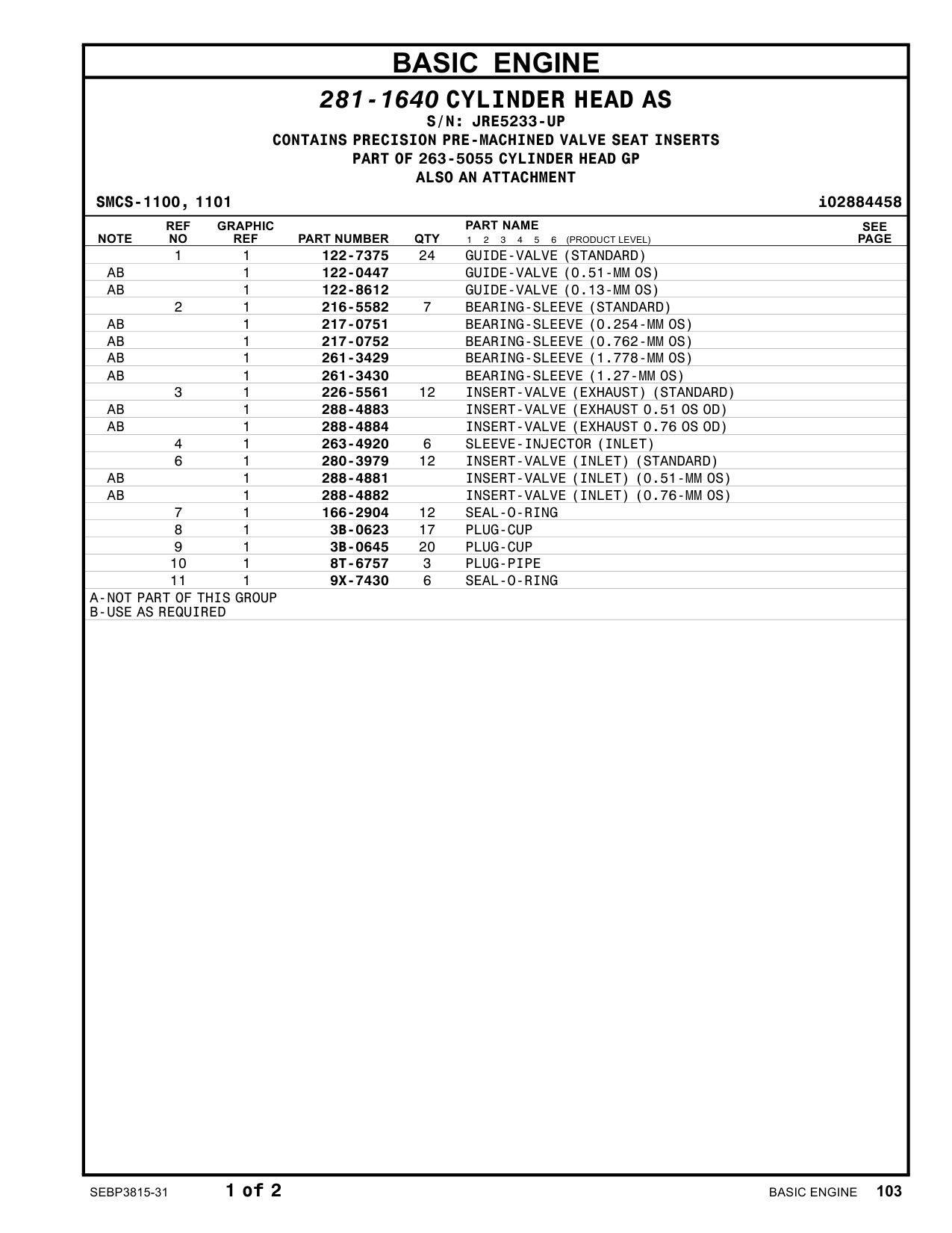 280-3979 - INSERT-VALVE SEAT (INLET) (STANDARD)