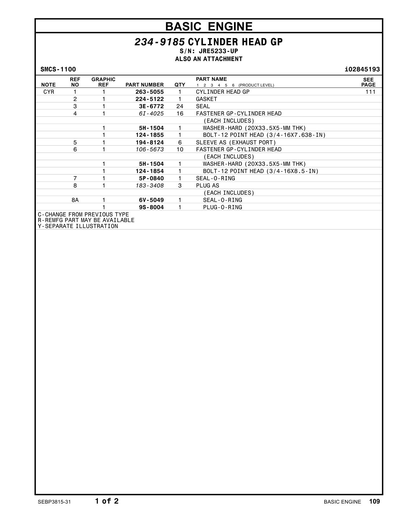 183-3408 PLUG AS · S/N JRE5233-UP CAT parts manual diagram