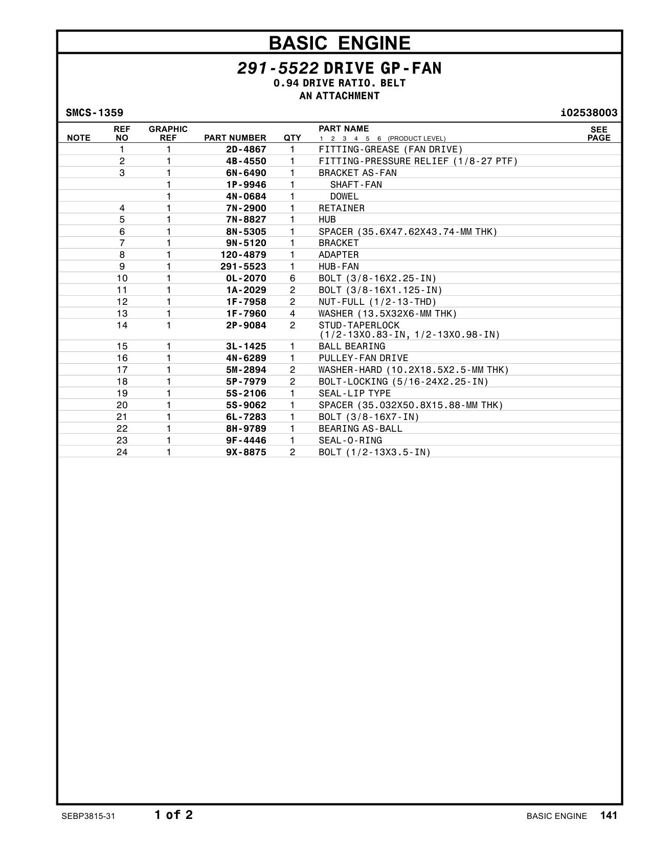 6L-7283 BOLT (3/8-16X7-IN) CAT parts manual diagram