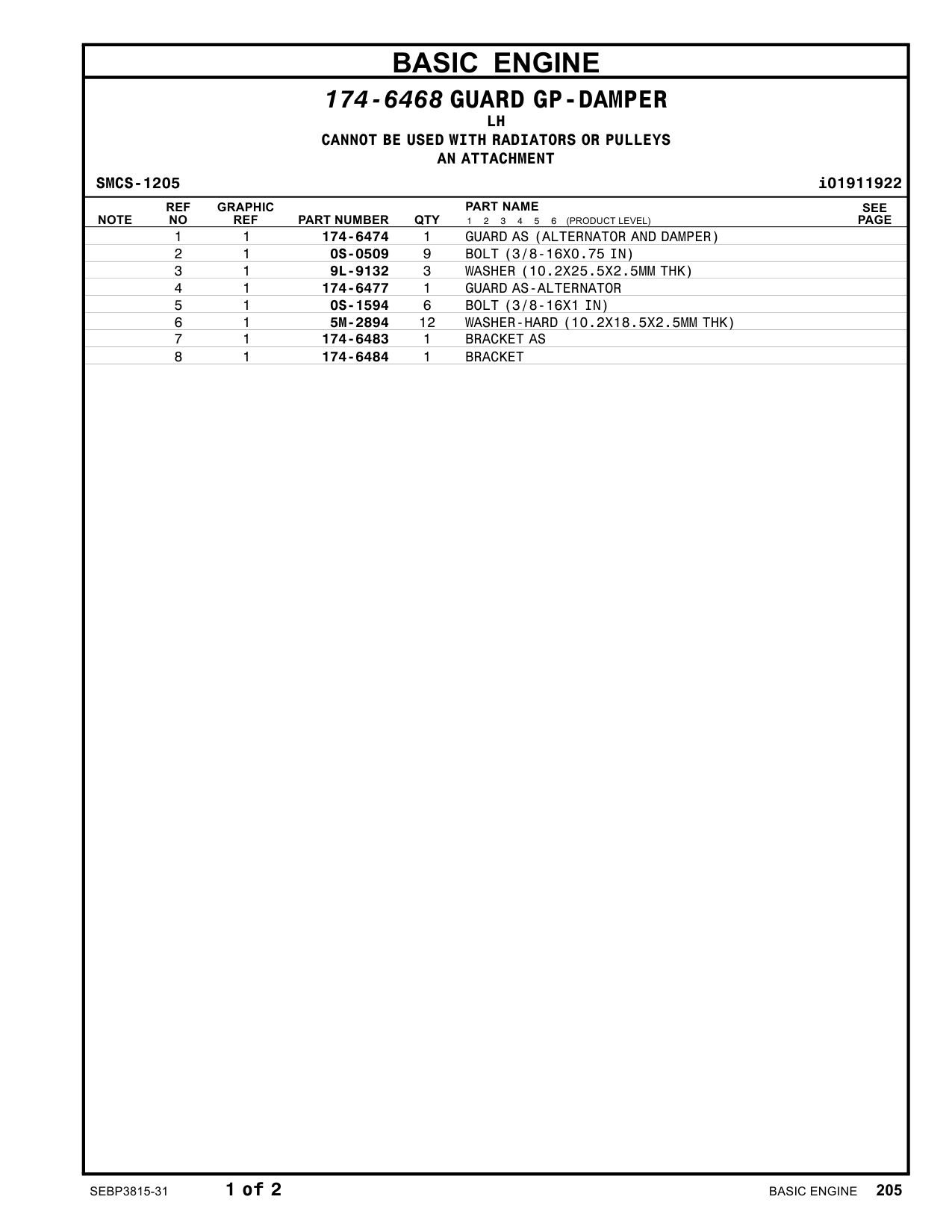 174-6477 GUARD AS-ALTERNATOR CAT parts manual diagram