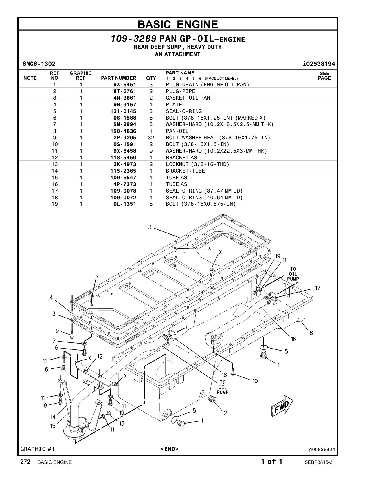 150-4636 PAN-OIL CAT parts manual diagram