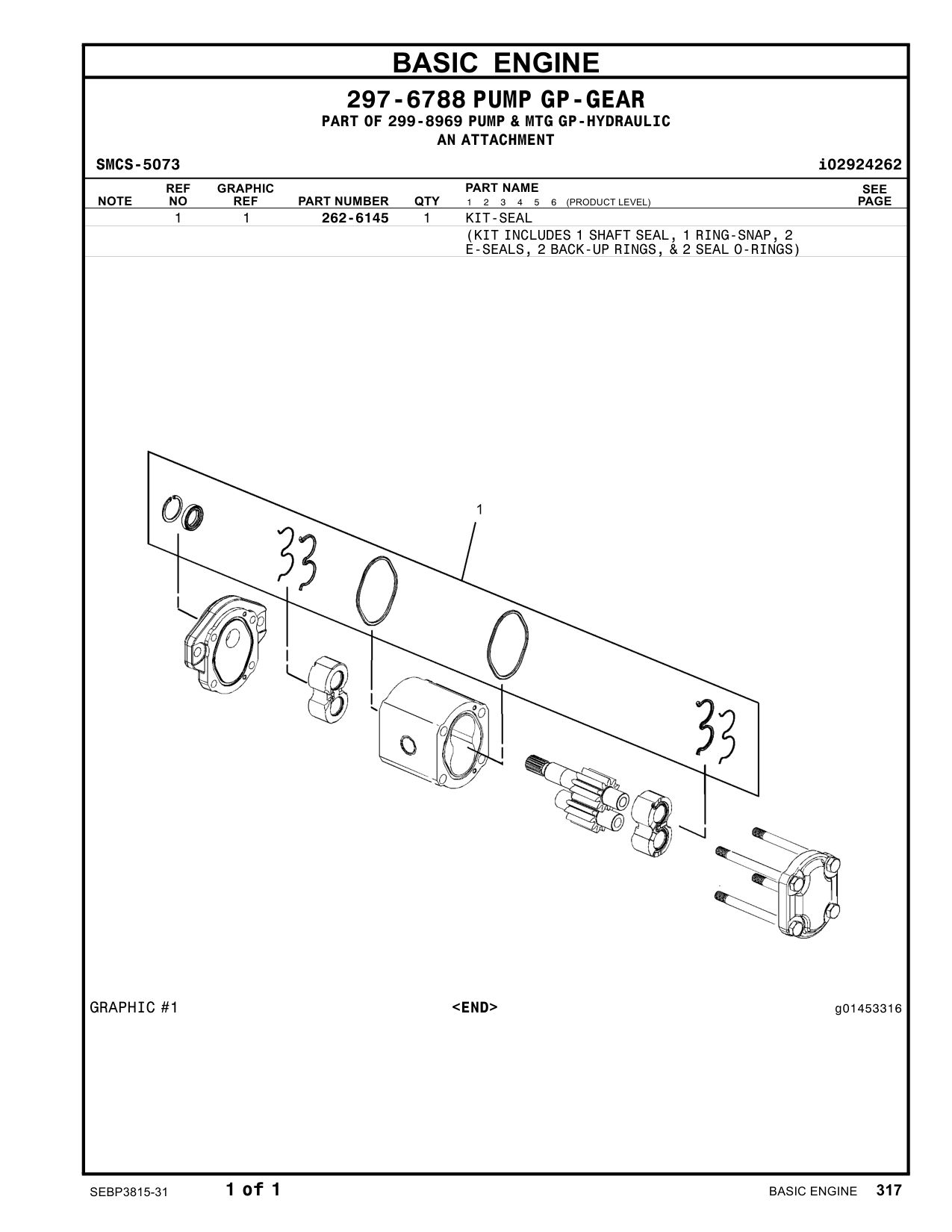 262-6145 KIT-SEAL CAT parts manual diagram