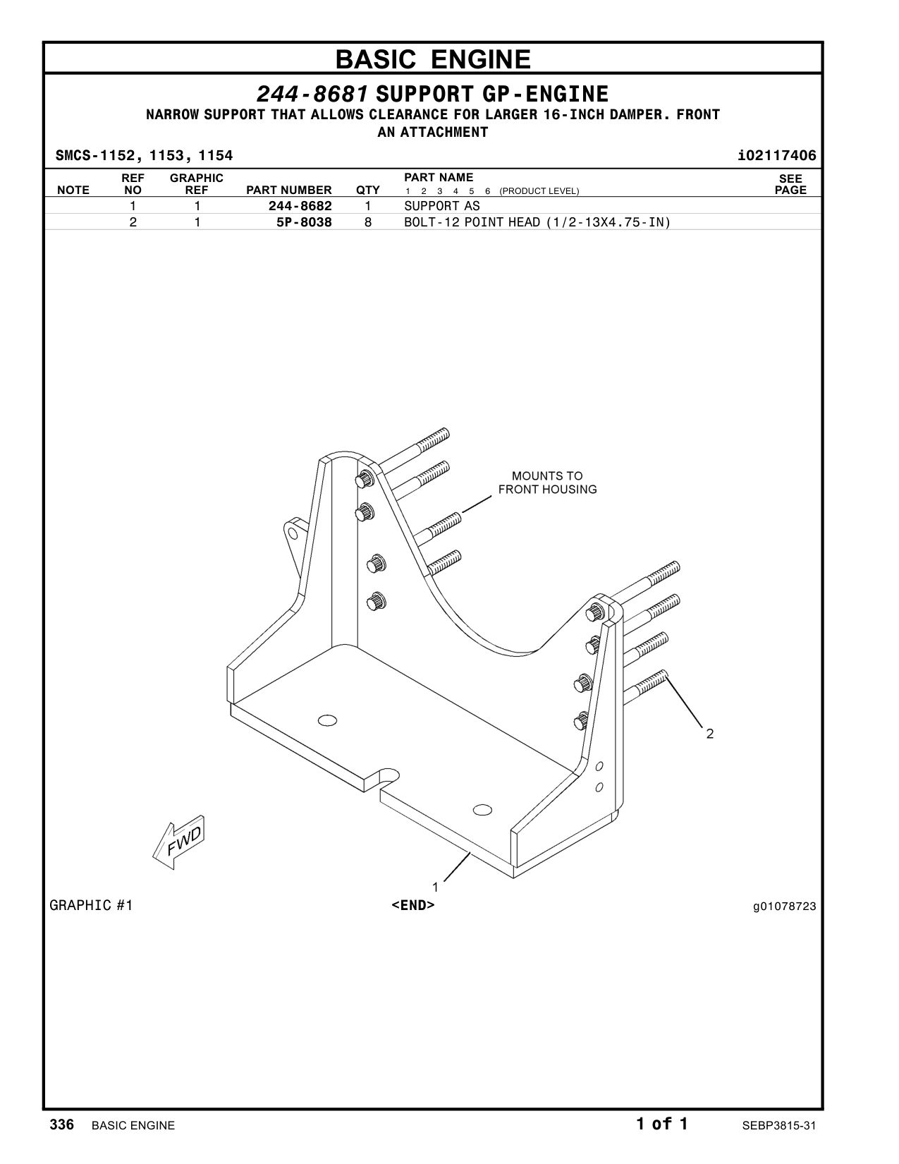 244-8682 SUPPORT AS CAT parts manual diagram