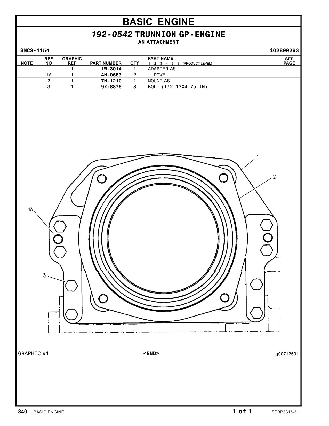 7N-1210 MOUNTAS CAT parts manual diagram