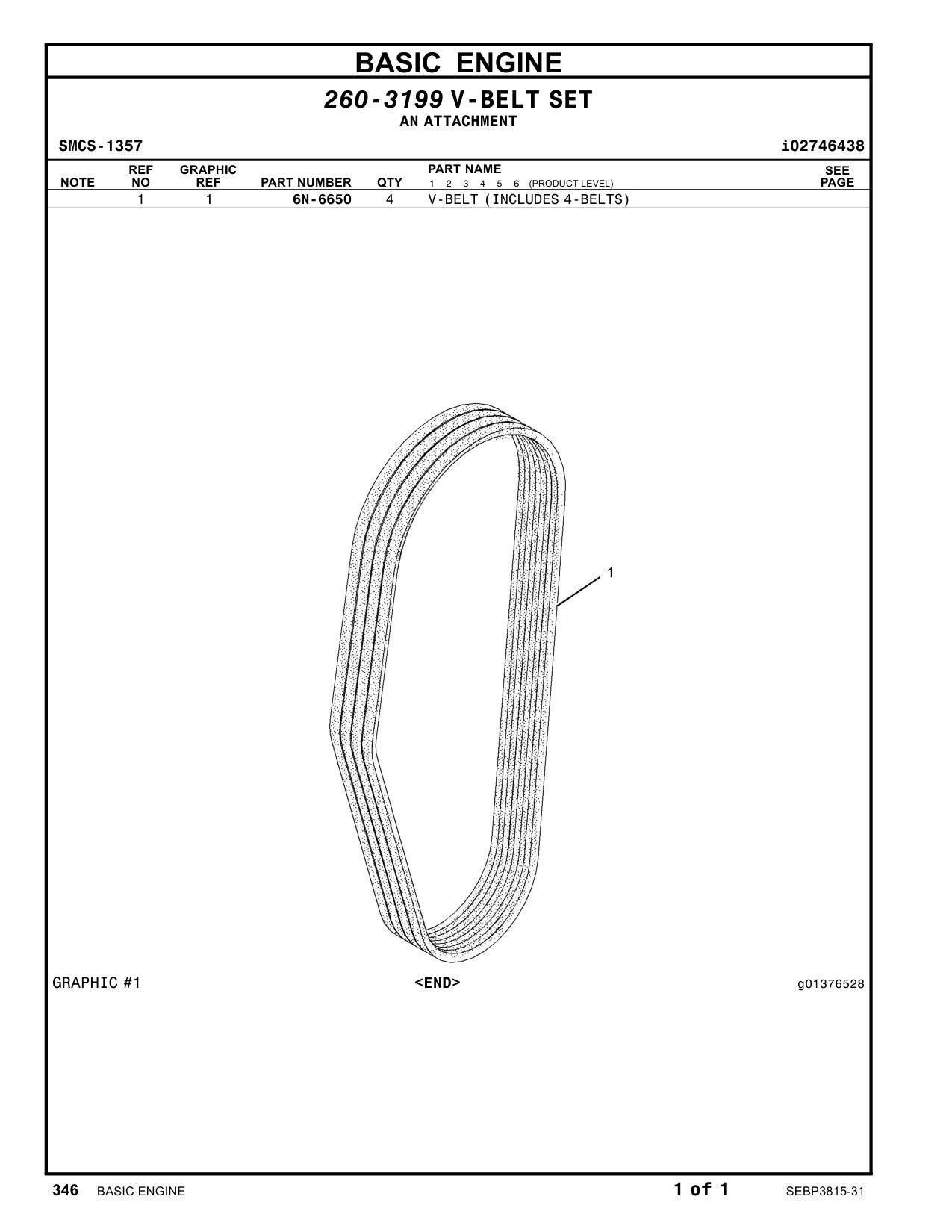 6N-6650 - V-BELT (INCLUDES 4-BELTS)
