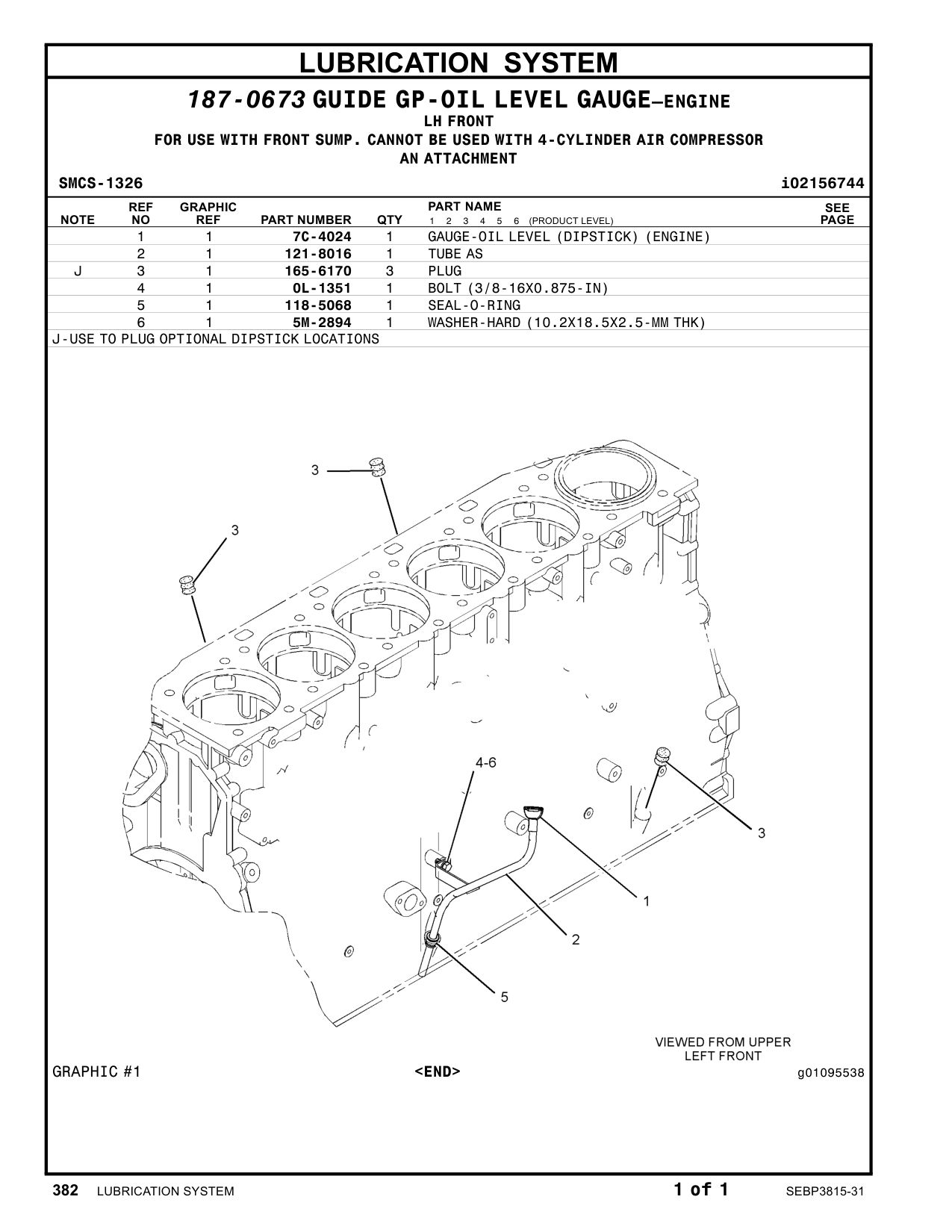121-8016 TUBE AS CAT parts manual diagram
