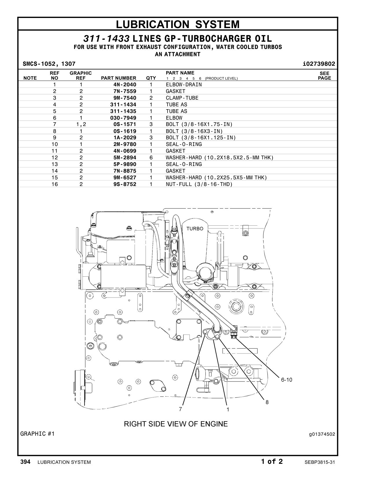 311-1434 TUBEAS CAT parts manual diagram