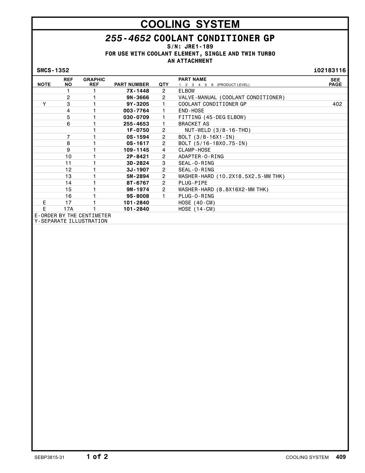 255-4653 BRACKET AS · S/N JRE1-189 CAT parts manual diagram