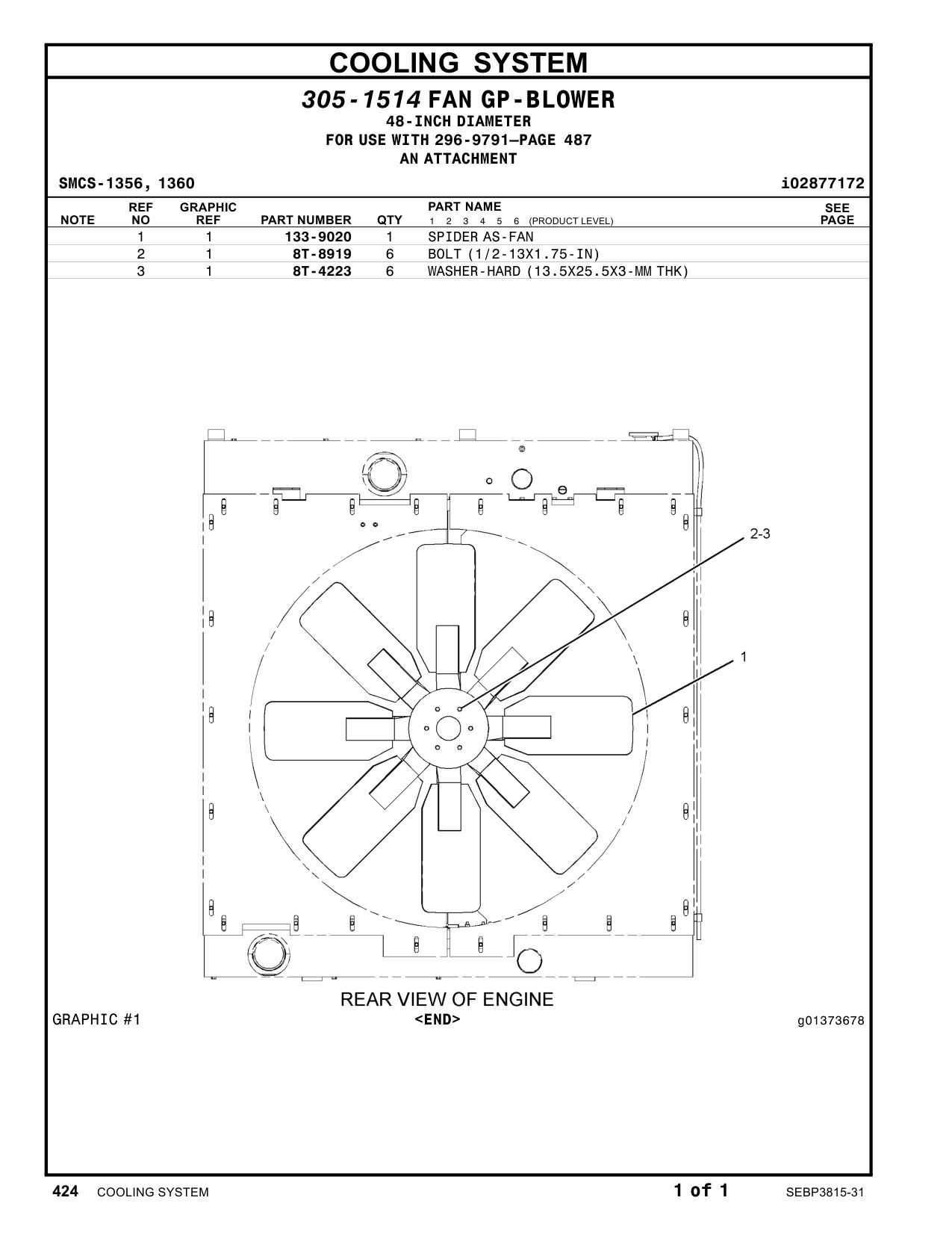 133-9020 SPIDERAS-FAN CAT parts manual diagram