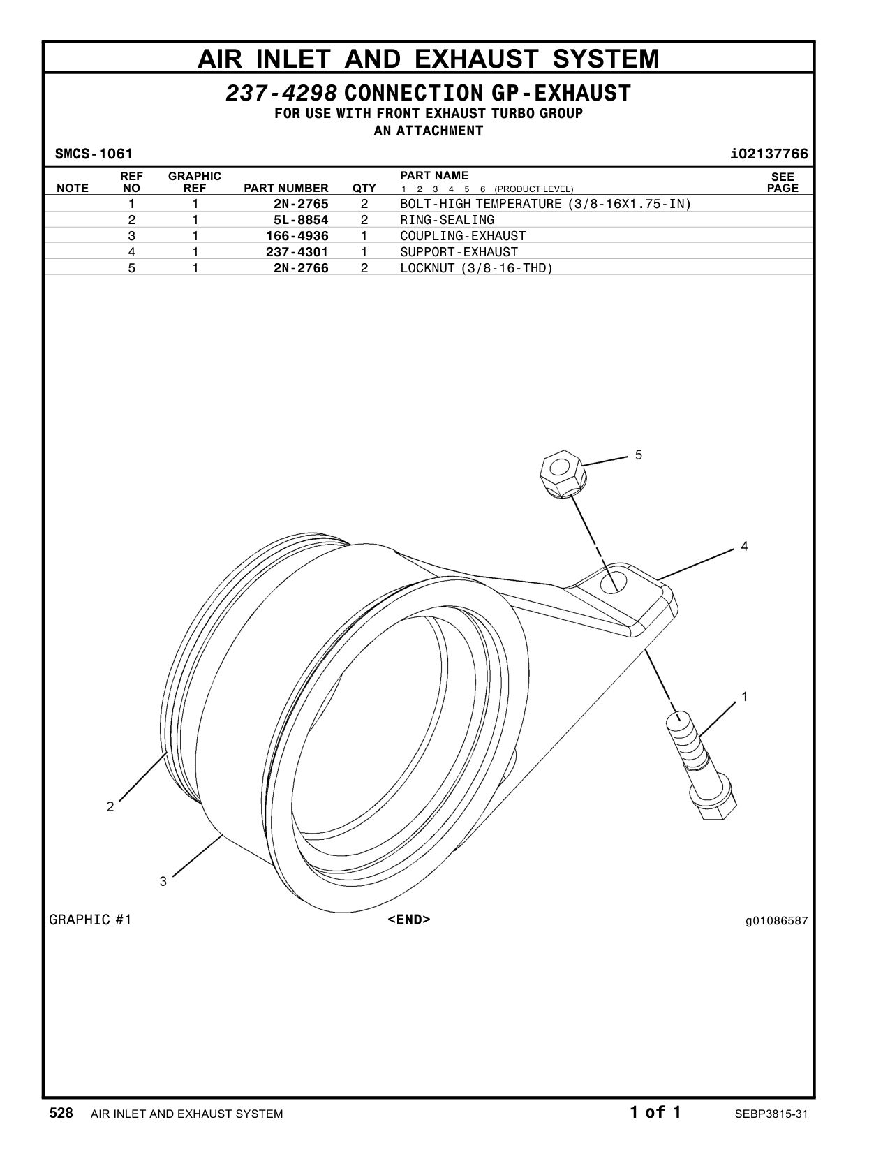 237-4301 SUPPORT-EXHAUST CAT parts manual diagram