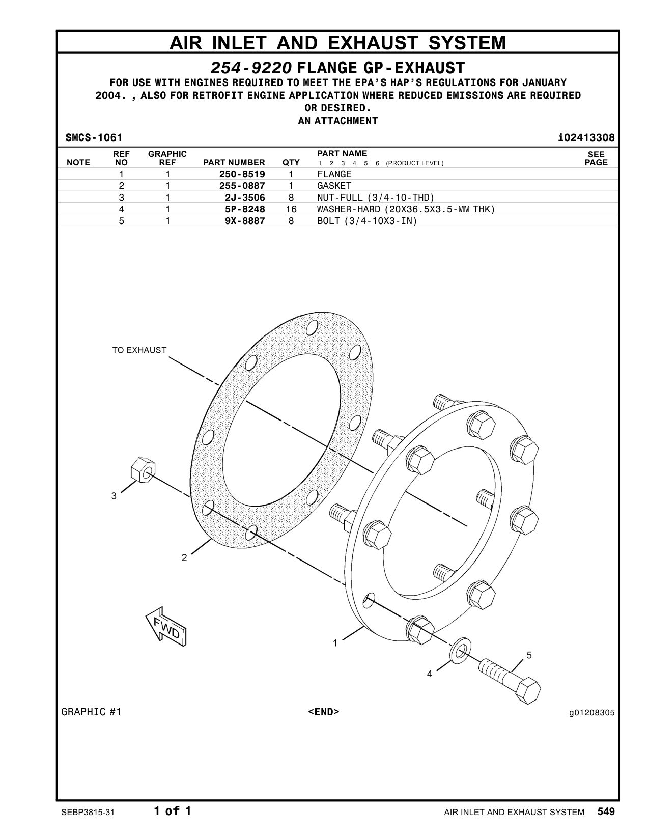 250-8519 FLANGE CAT parts manual diagram