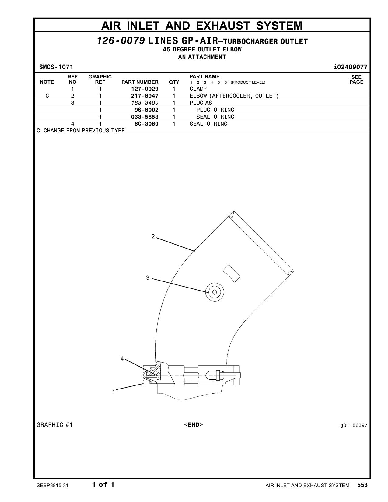 217-8947 - ELBOW (AFTERCOOLER, OUTLET)