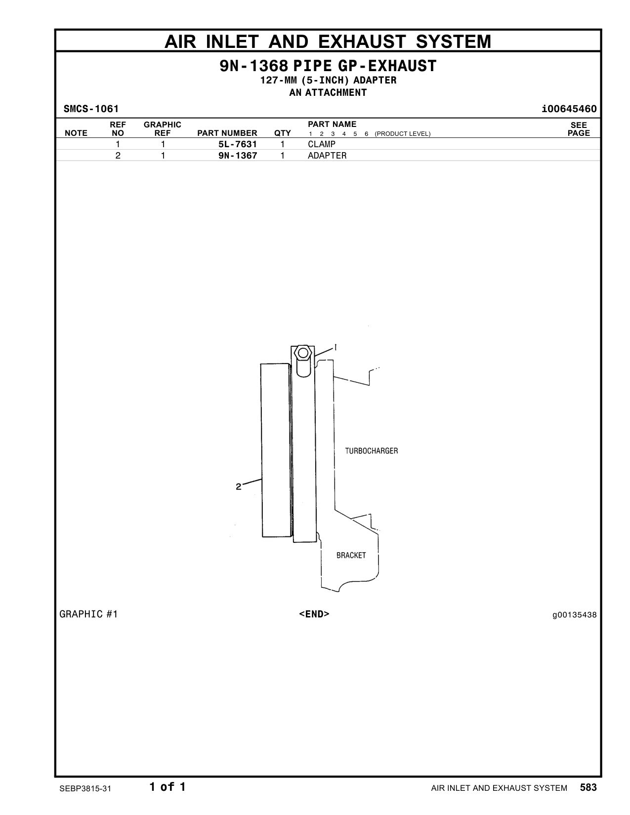 9N-1367 ADAPTER CAT parts manual diagram