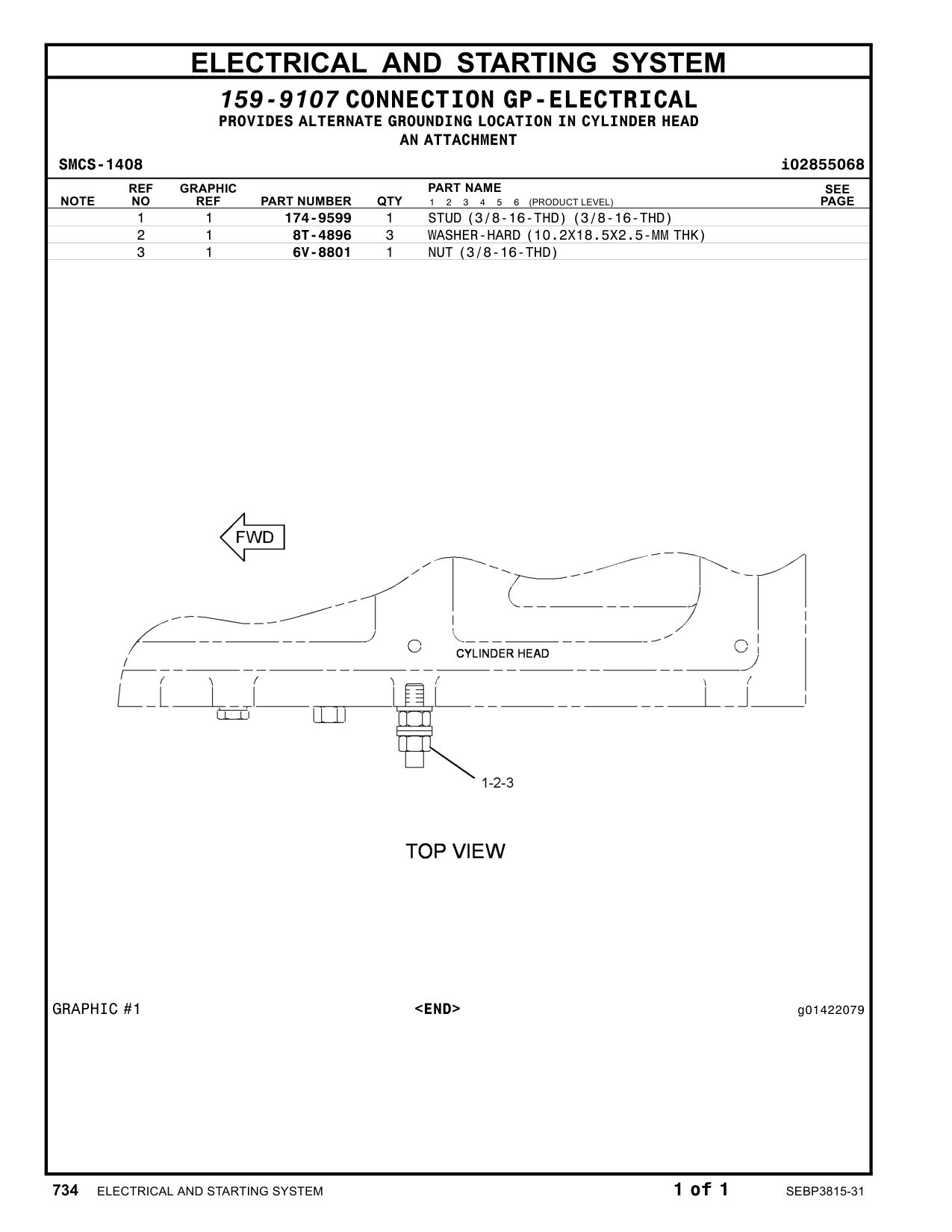 174-9599 STUD (3/8-16-THD) CAT parts manual diagram