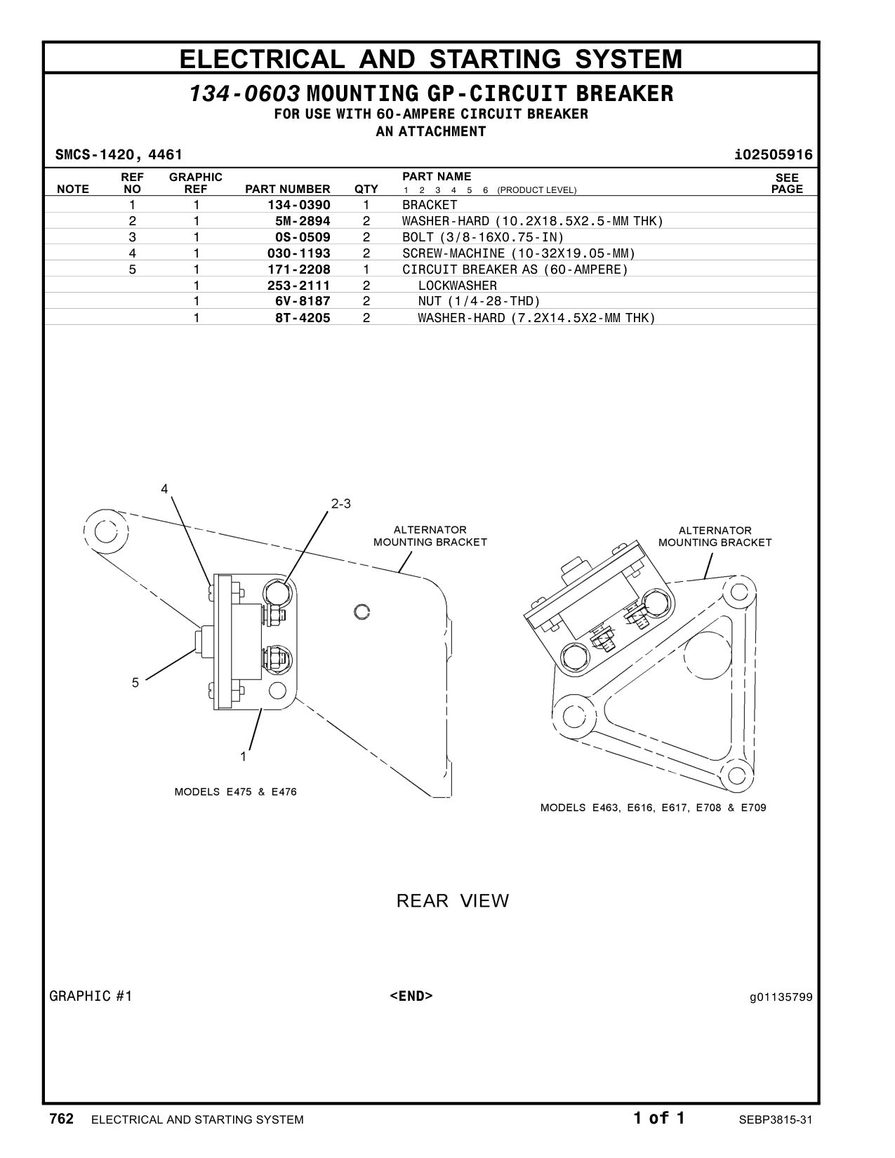 171-2208 CIRCUIT BREAKERAS(60-AMPERE) CAT parts manual diagram