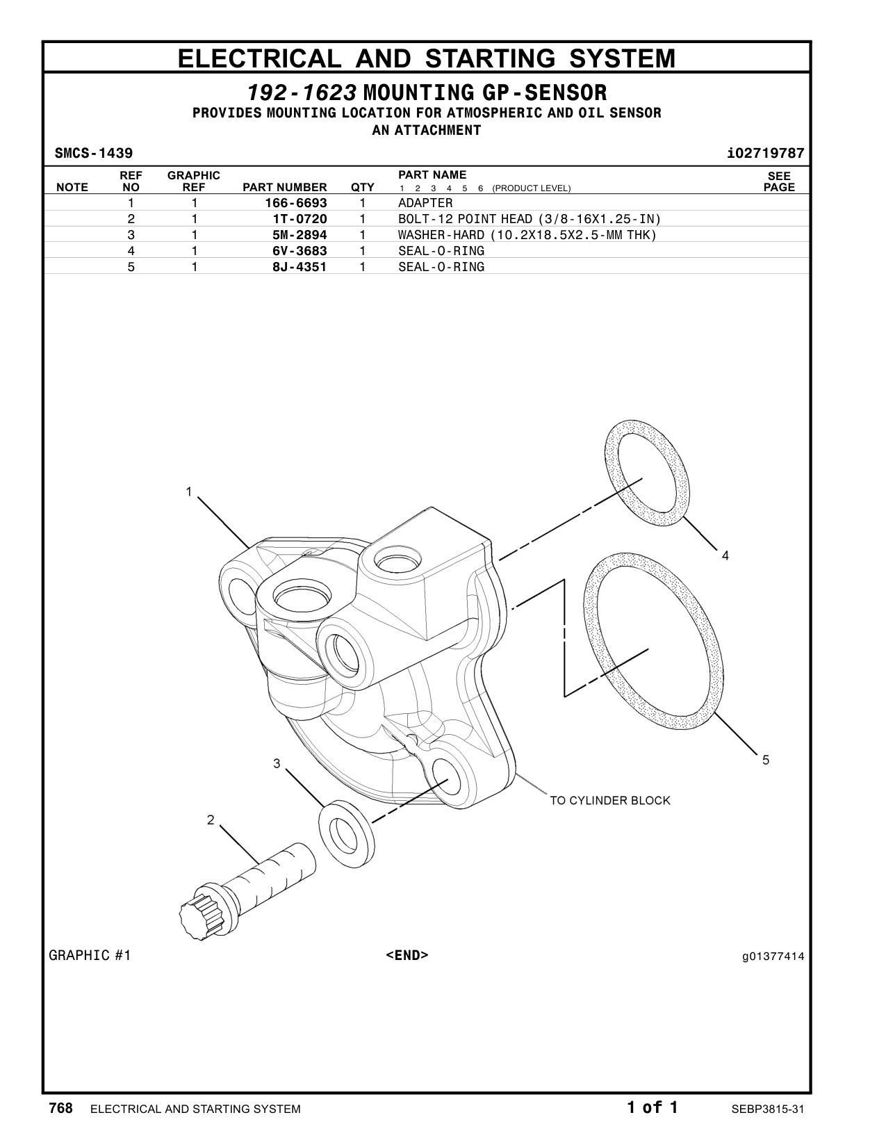 166-6693 ADAPTER CAT parts manual diagram