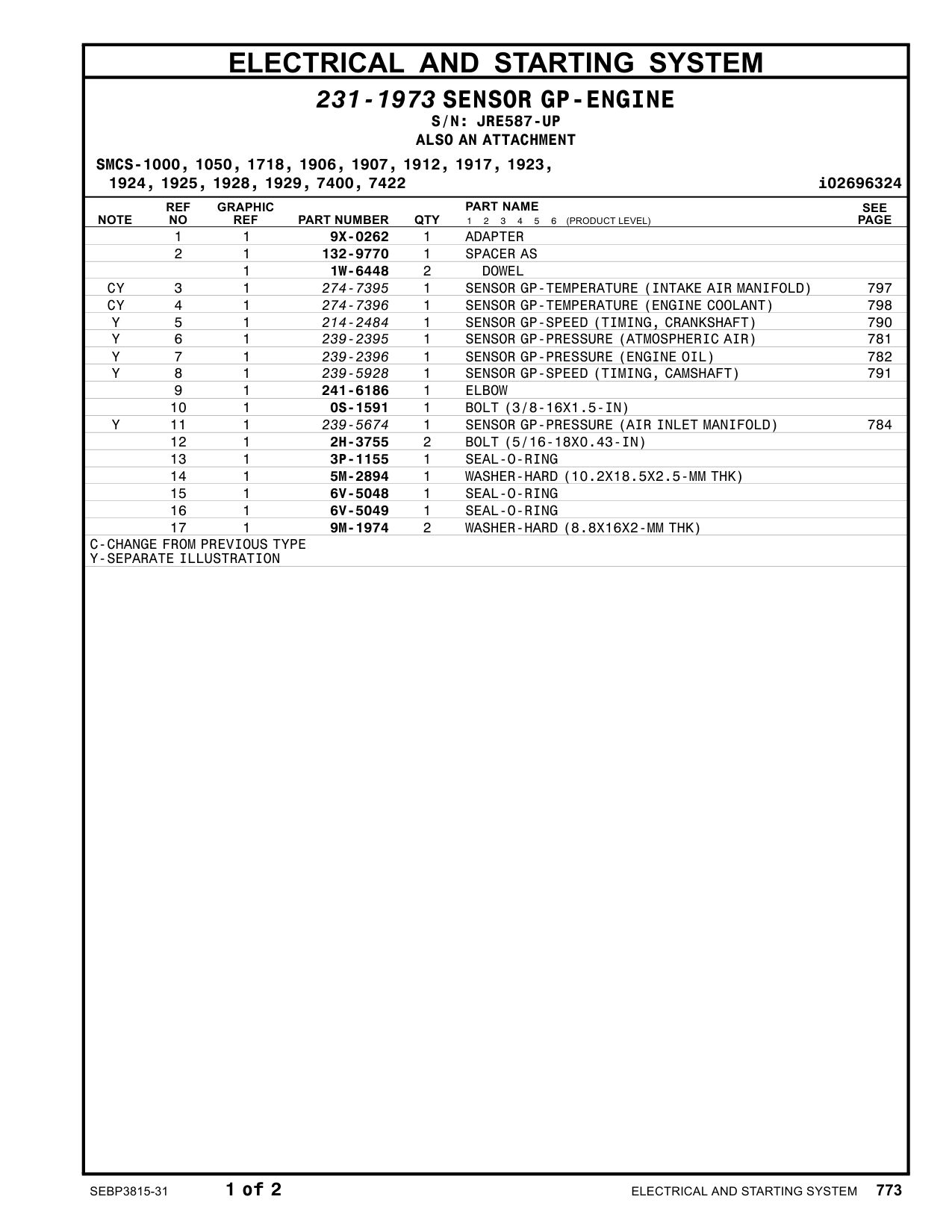 274-7395 - SENSOR GP-TEMPERATURE (INTAKE AIR MANIFOLD)