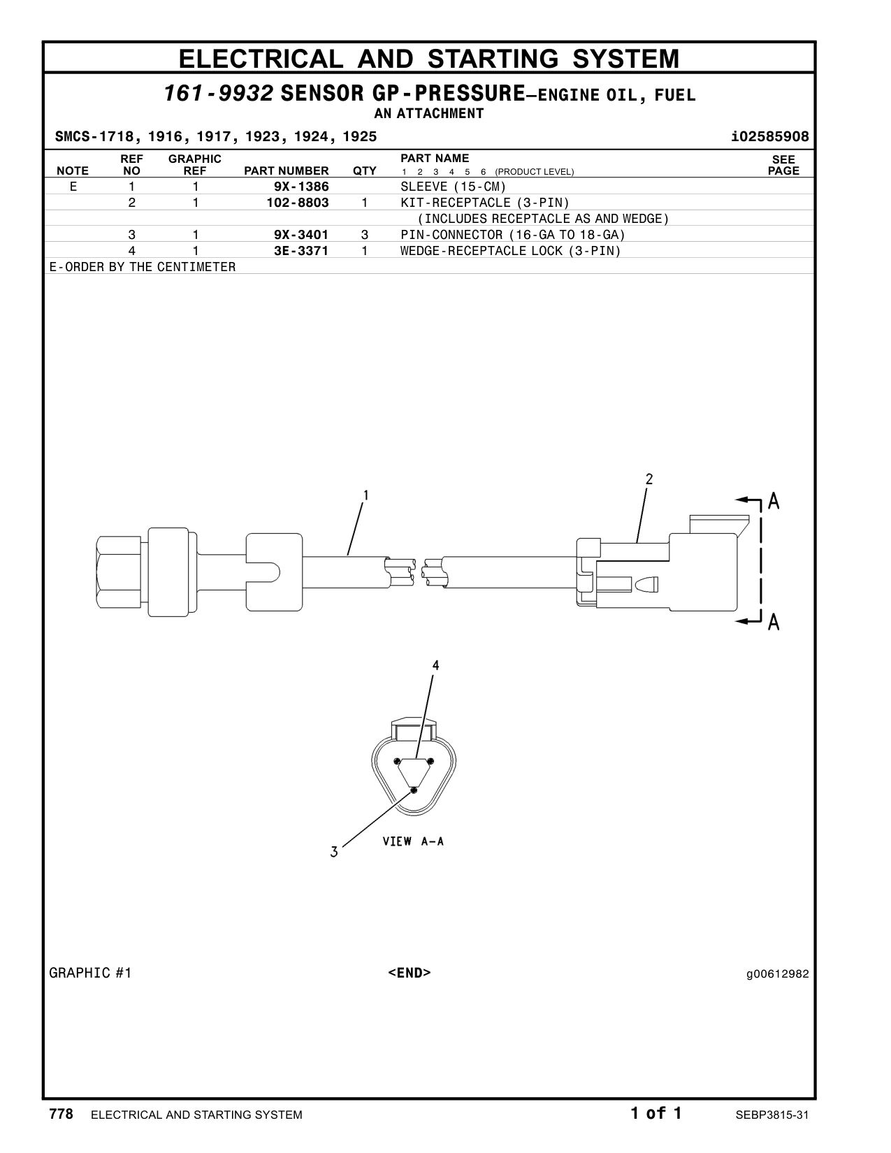 3E-3371 - WEDGE-RECEPTACLE LOCK (3-PIN)