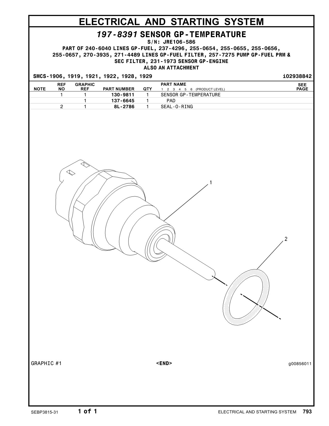 137-6645 PAD · S/N JRE106-586 CAT parts manual diagram