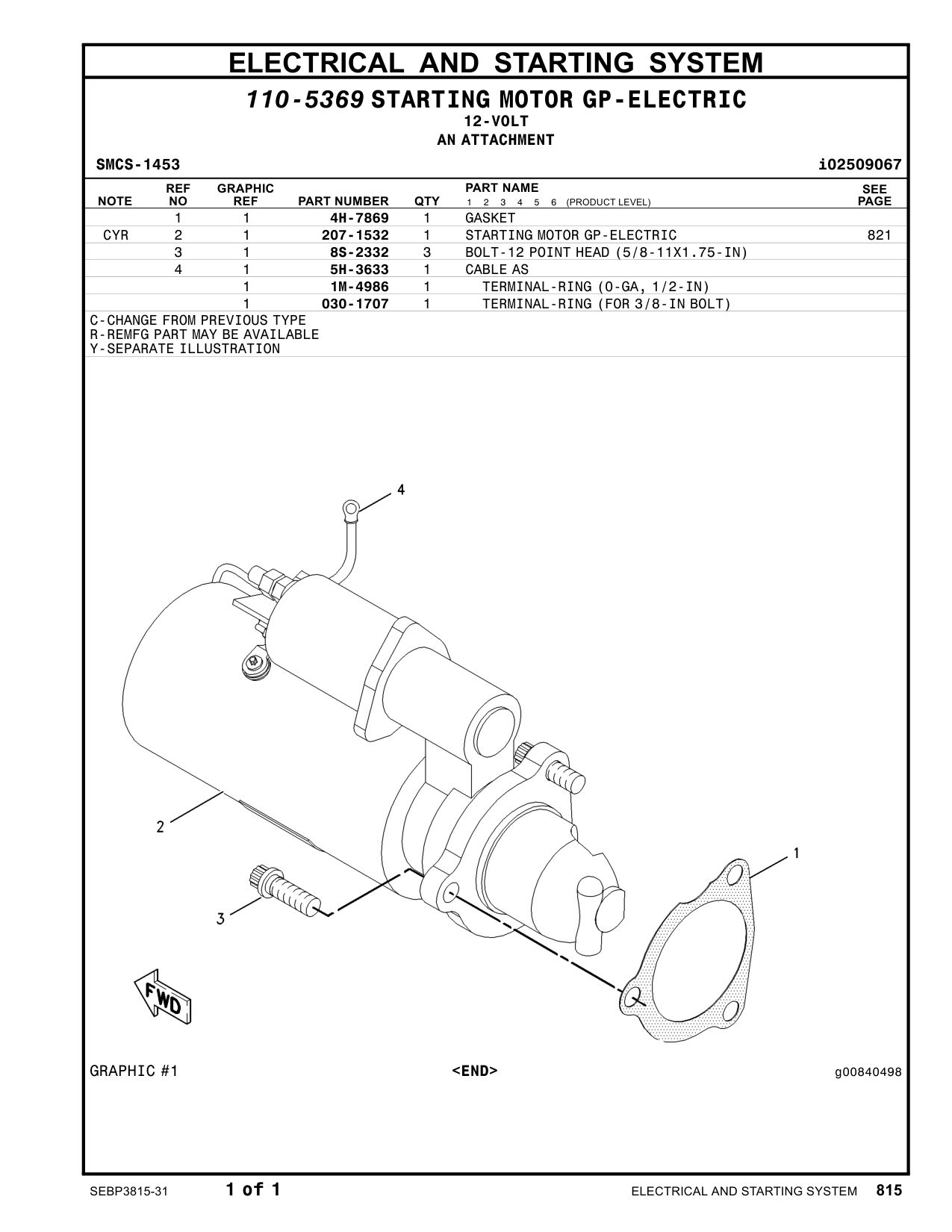 030-1707 TERMINAL-RING(FOR3/8-INBOLT) CAT parts manual diagram