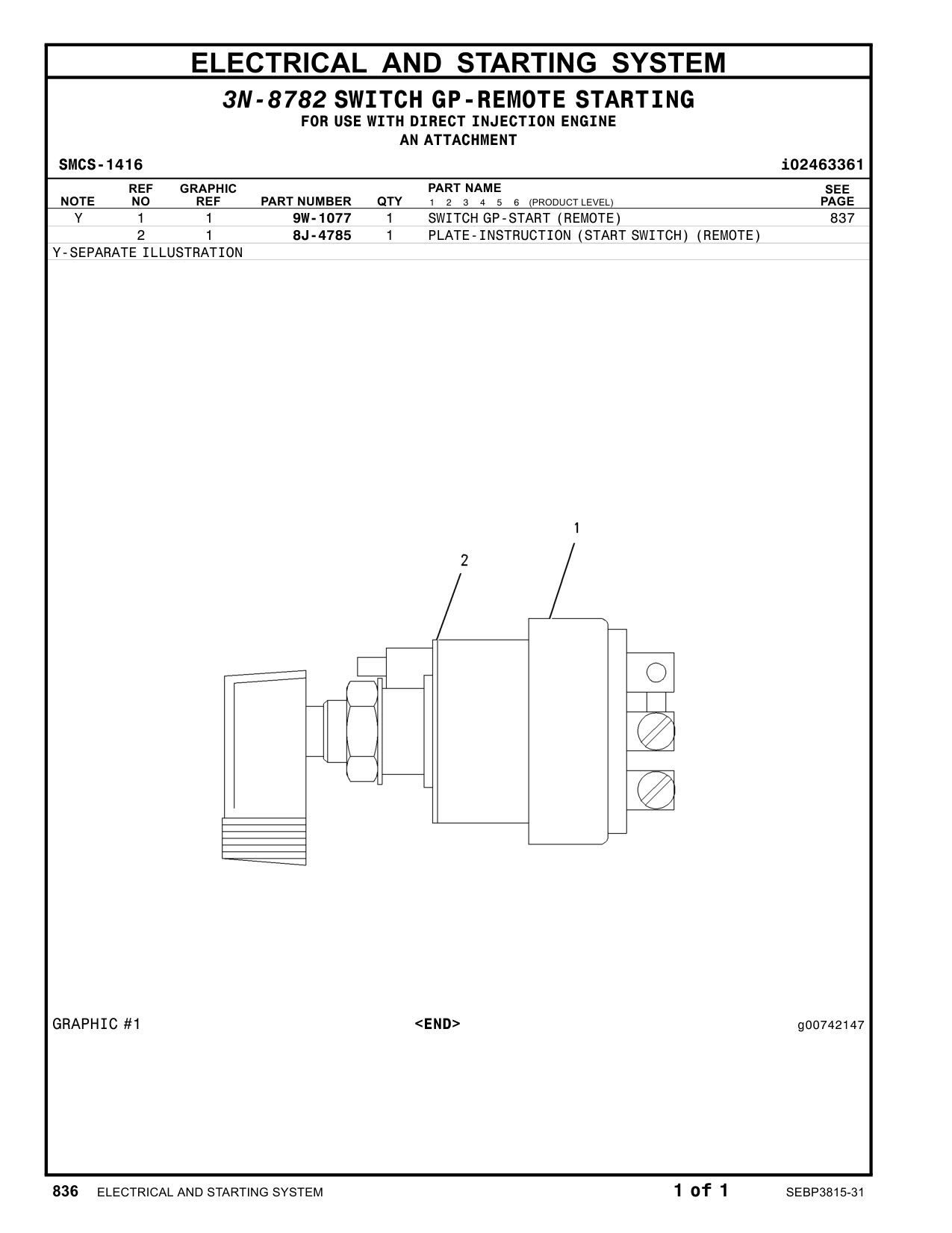 8J-4785 - PLATE-INSTRUCTION (START SWITCH) (ENGINE)