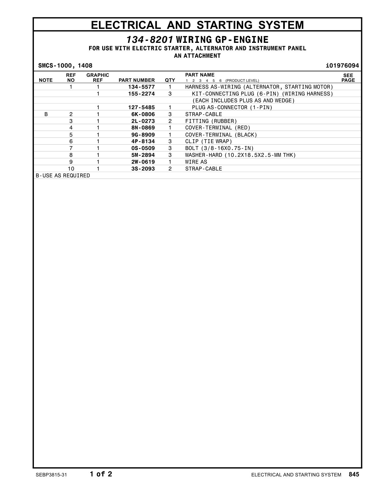 134-5577 HARNESS AS-WIRING CAT parts manual diagram