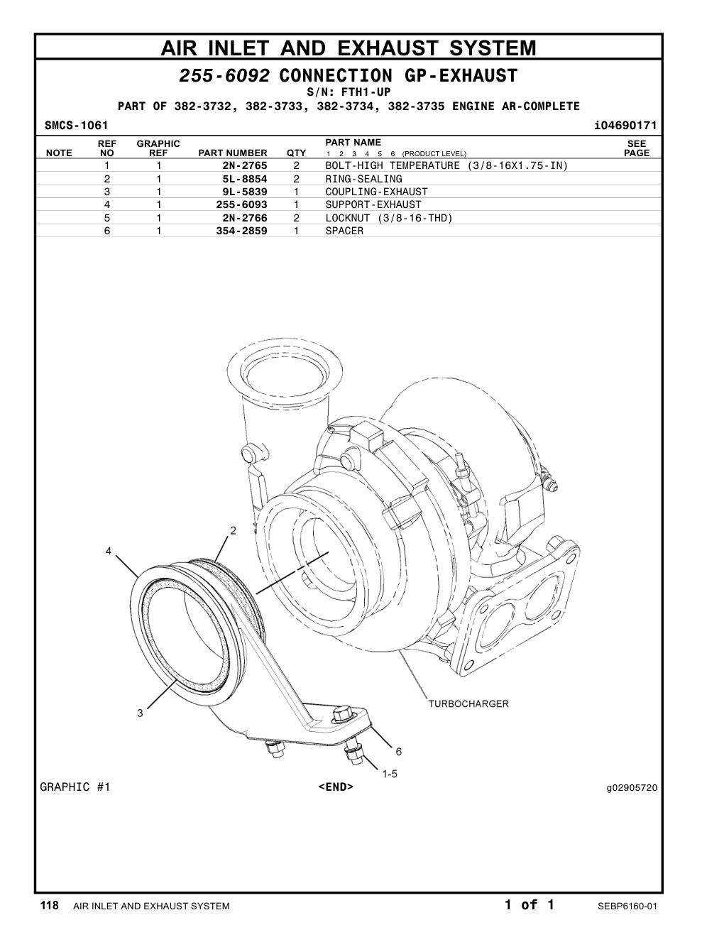 255-6093 SUPPORT-EXHAUST · S/N FTH1-UP CAT parts manual diagram