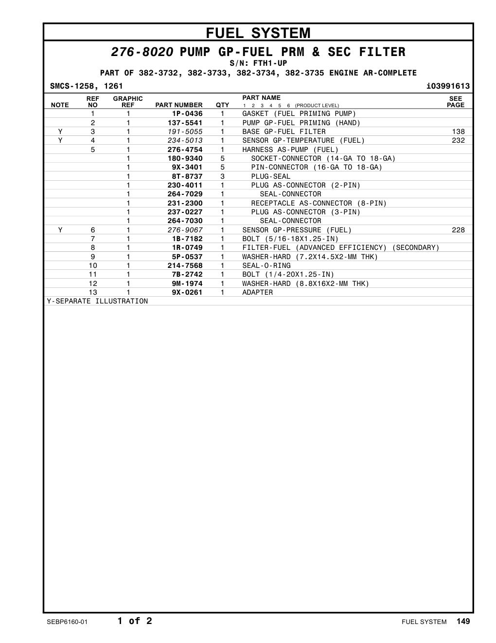 264-7030 SEAL-CONNECTOR · S/N FTH1-UP CAT parts manual diagram