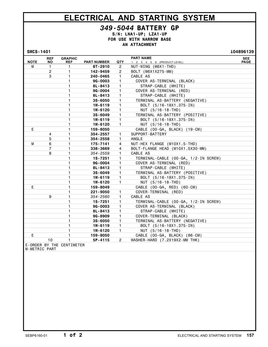 142-9459 BOLT (M6X1X275-MM) CAT parts manual diagram