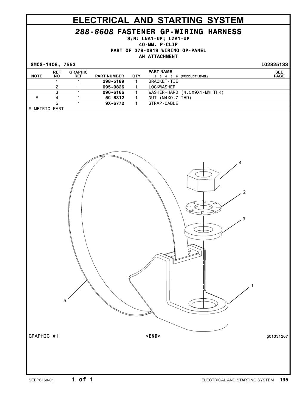 298-5189 BRACKET-TIE CAT parts manual diagram