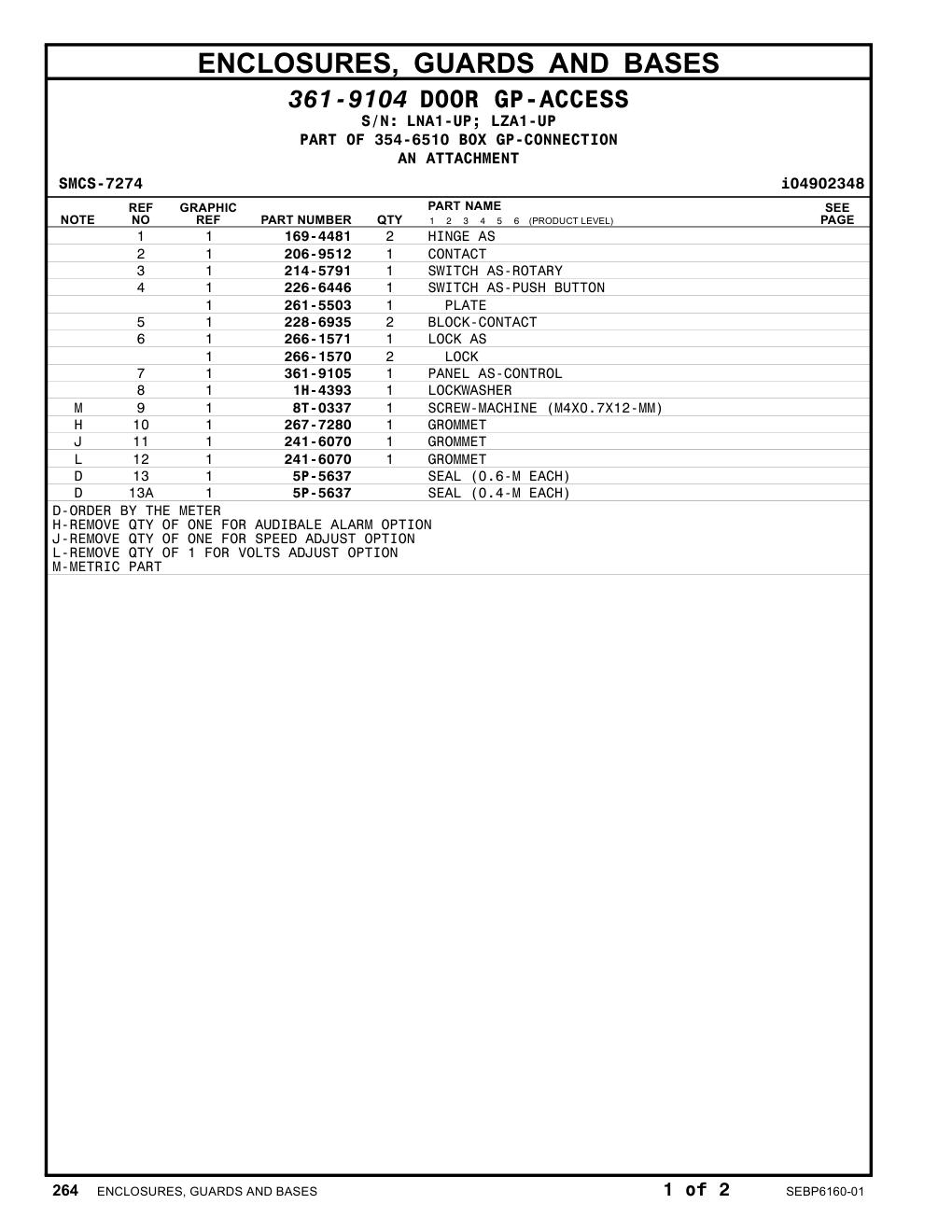 266-1570 LOCK CAT parts manual diagram