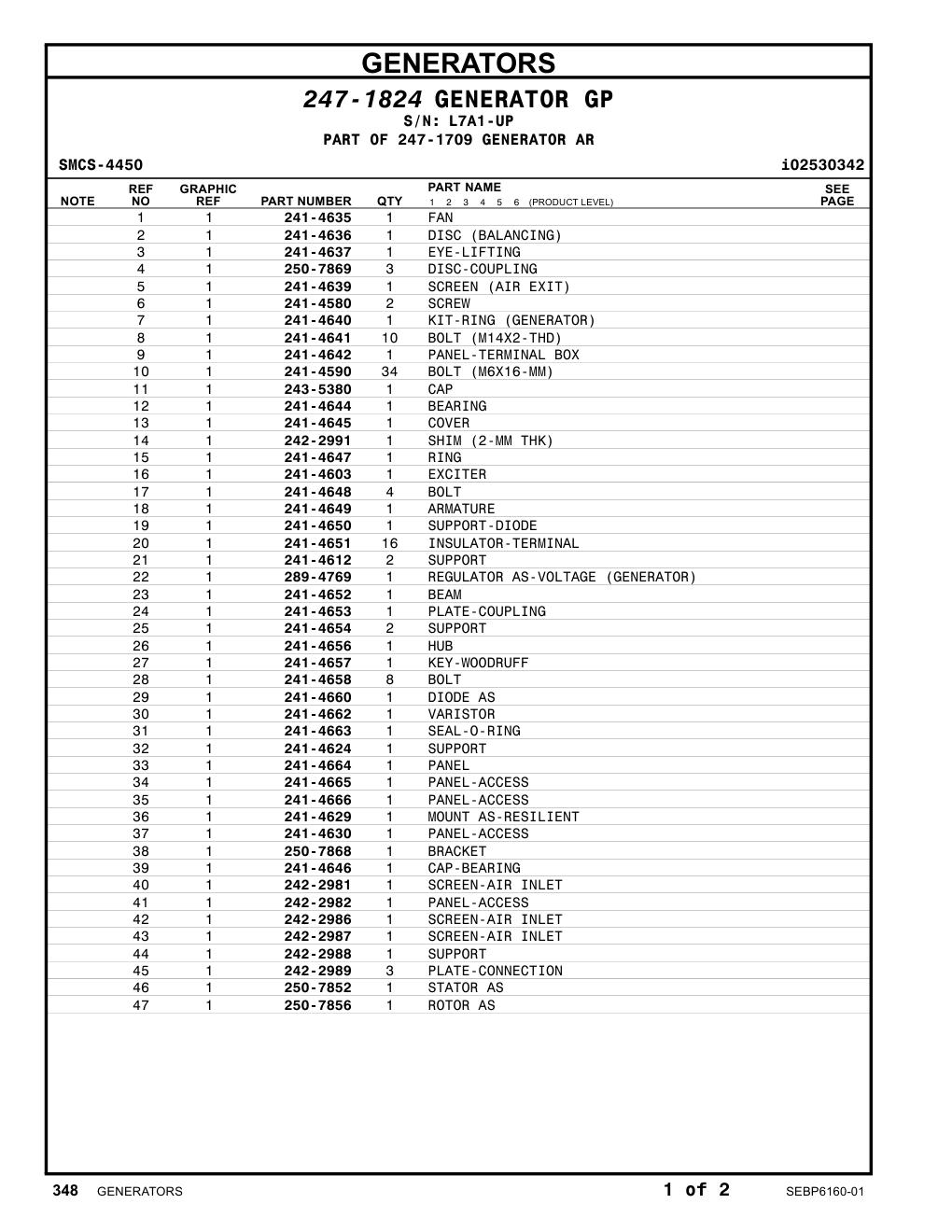 241-4656 HUB · S/N L7A1-UP CAT parts manual diagram