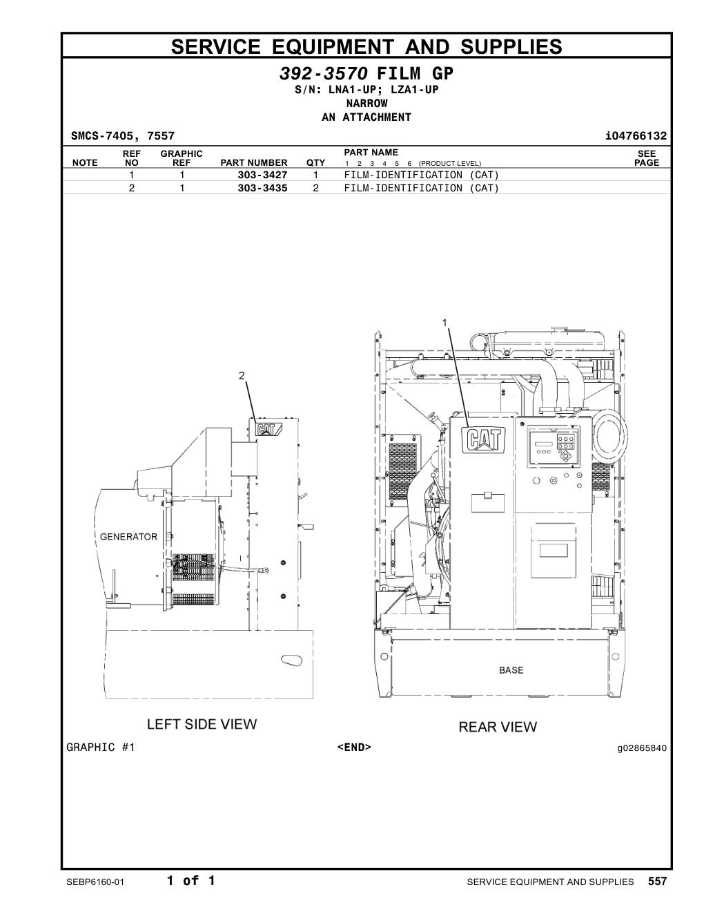 303-3435 FILM-IDENTIFICATION (CAT) CAT parts manual diagram