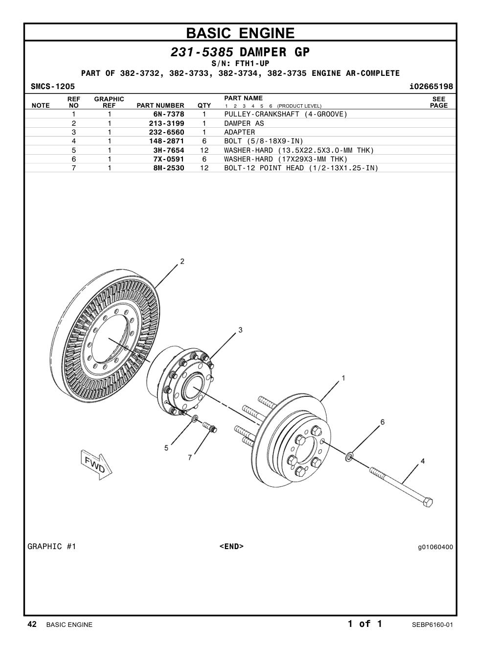 148-2871 BOLT (5/8-18X9-IN) · S/N FTH1-UP CAT parts manual diagram