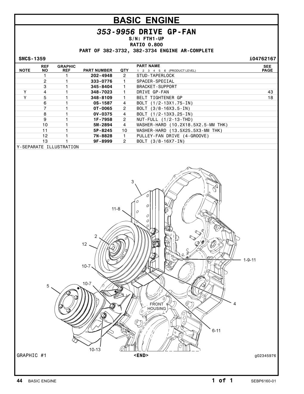 333-0776 SPACER-SPECIAL · S/N FTH1-UP CAT parts manual diagram
