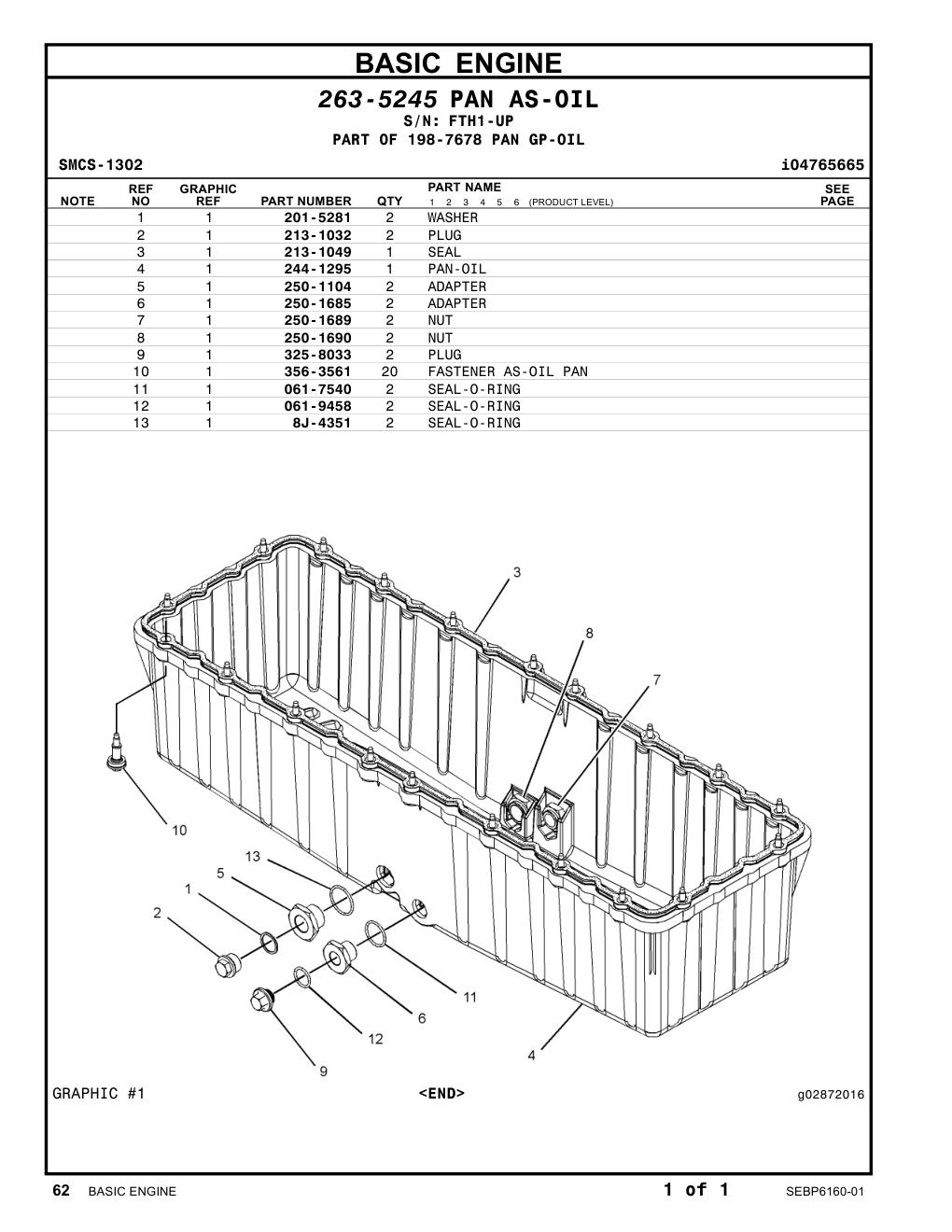 213-1049 SEAL · S/N FTH1-UP CAT parts manual diagram