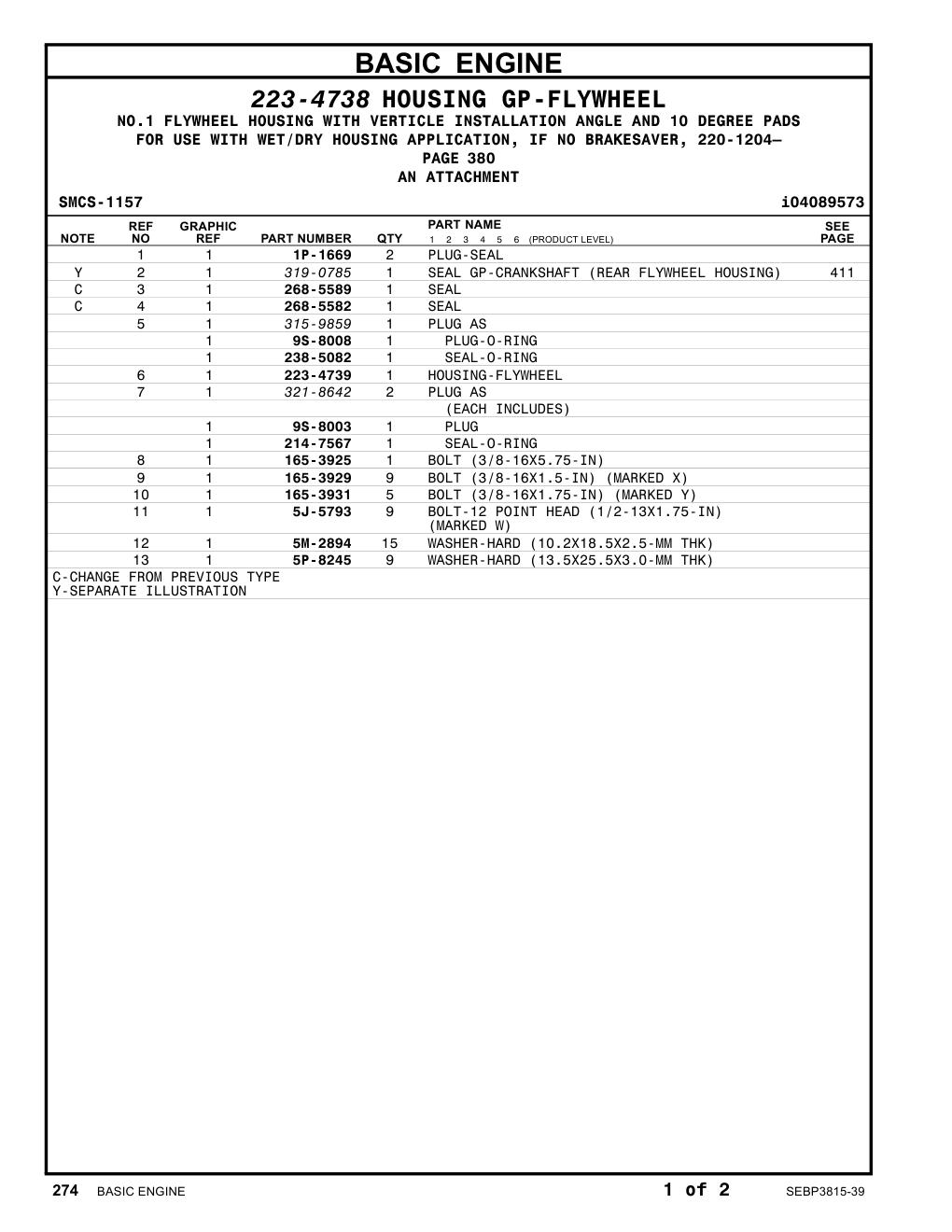 223-4739 HOUSING-FLYWHEEL CAT parts manual diagram