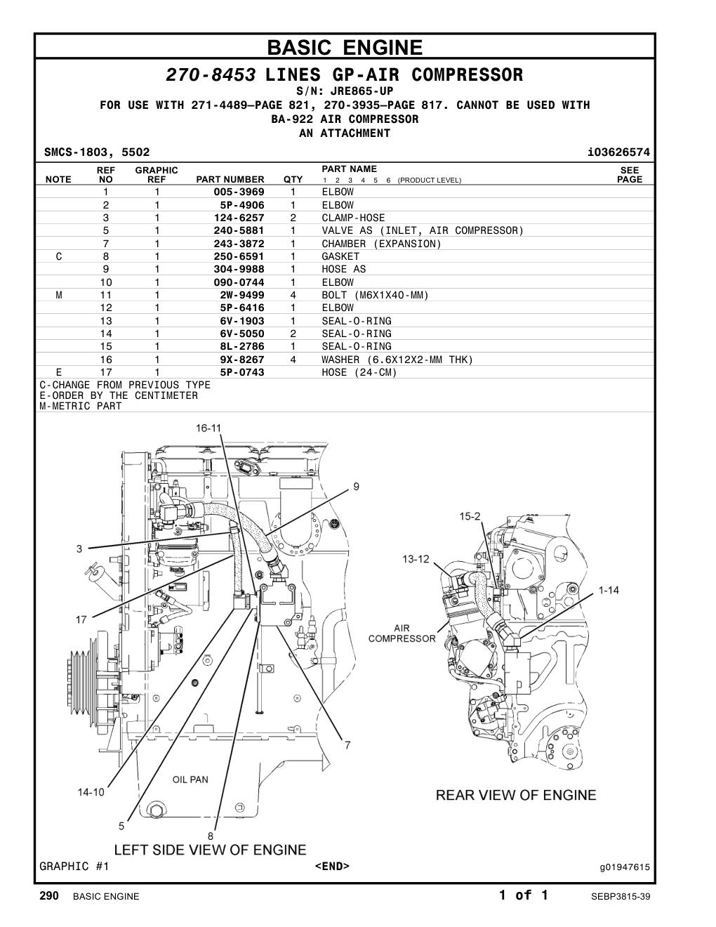 304-9988 HOSE AS · S/N JRE865-UP CAT parts manual diagram